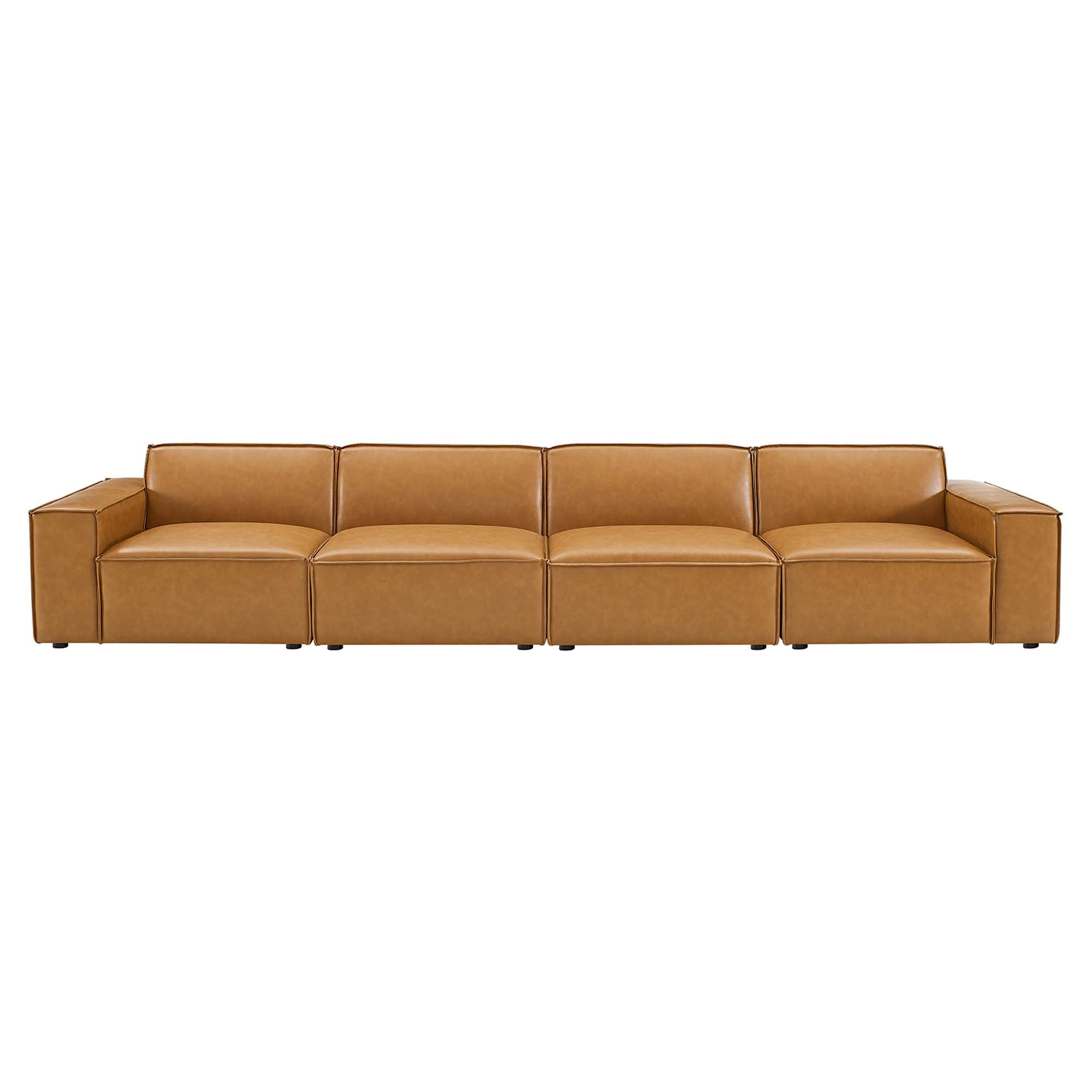 Restore 4-Piece Vegan Leather Sofa, Tan