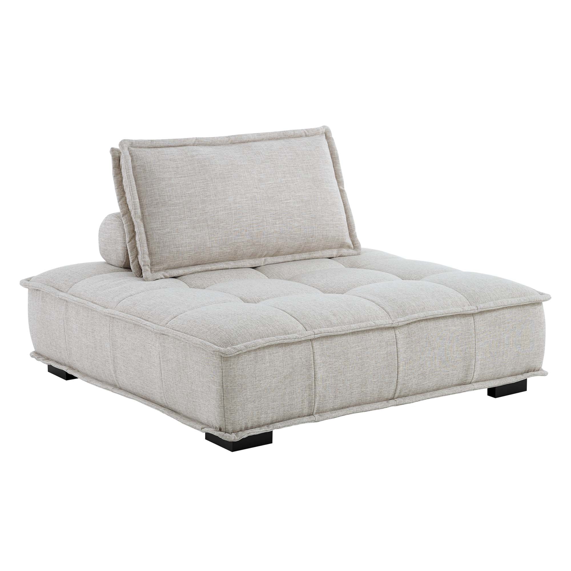 Saunter Tufted Fabric Armless Chair, Beige