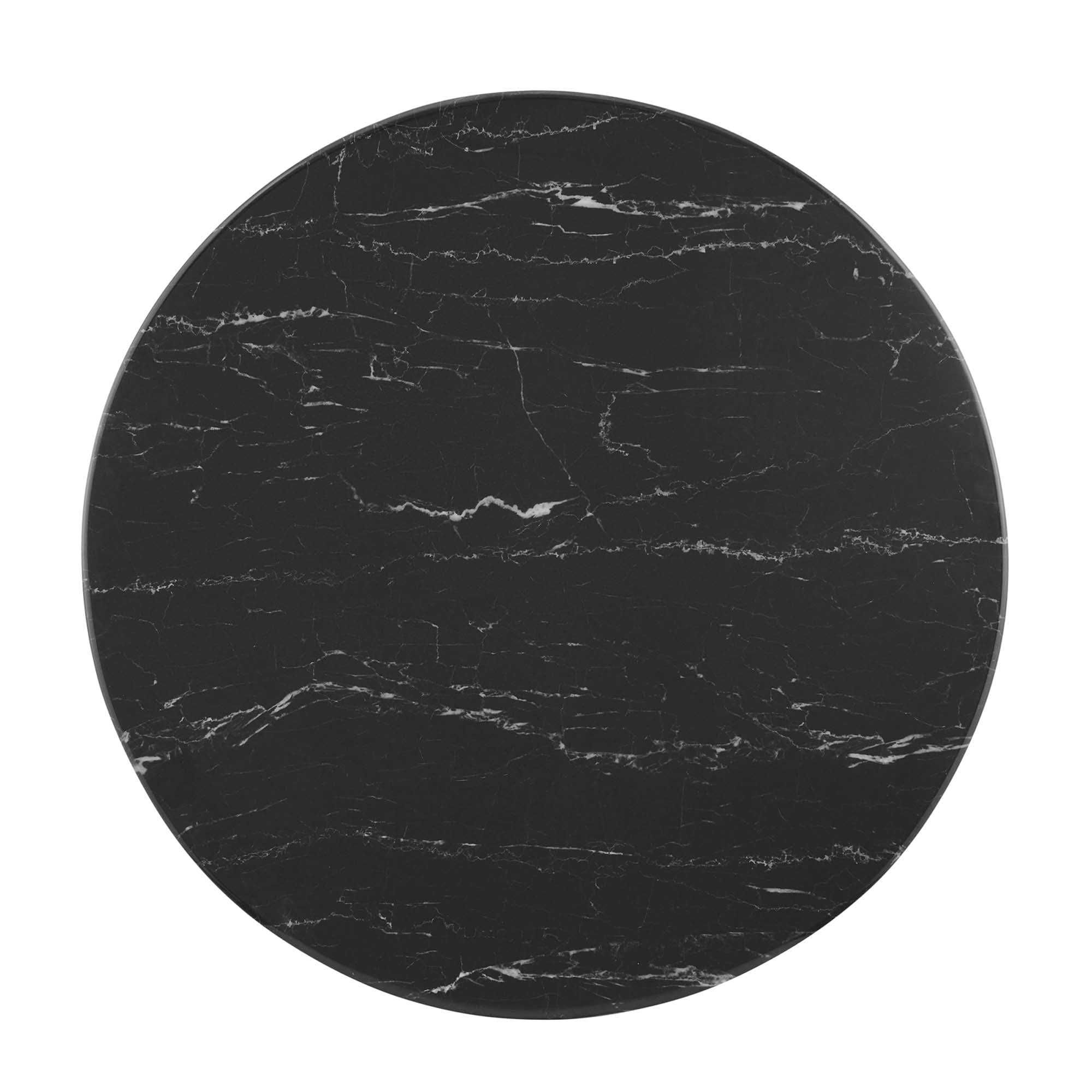 Verne 28" Artificial Marble Dining Table, Gold Black