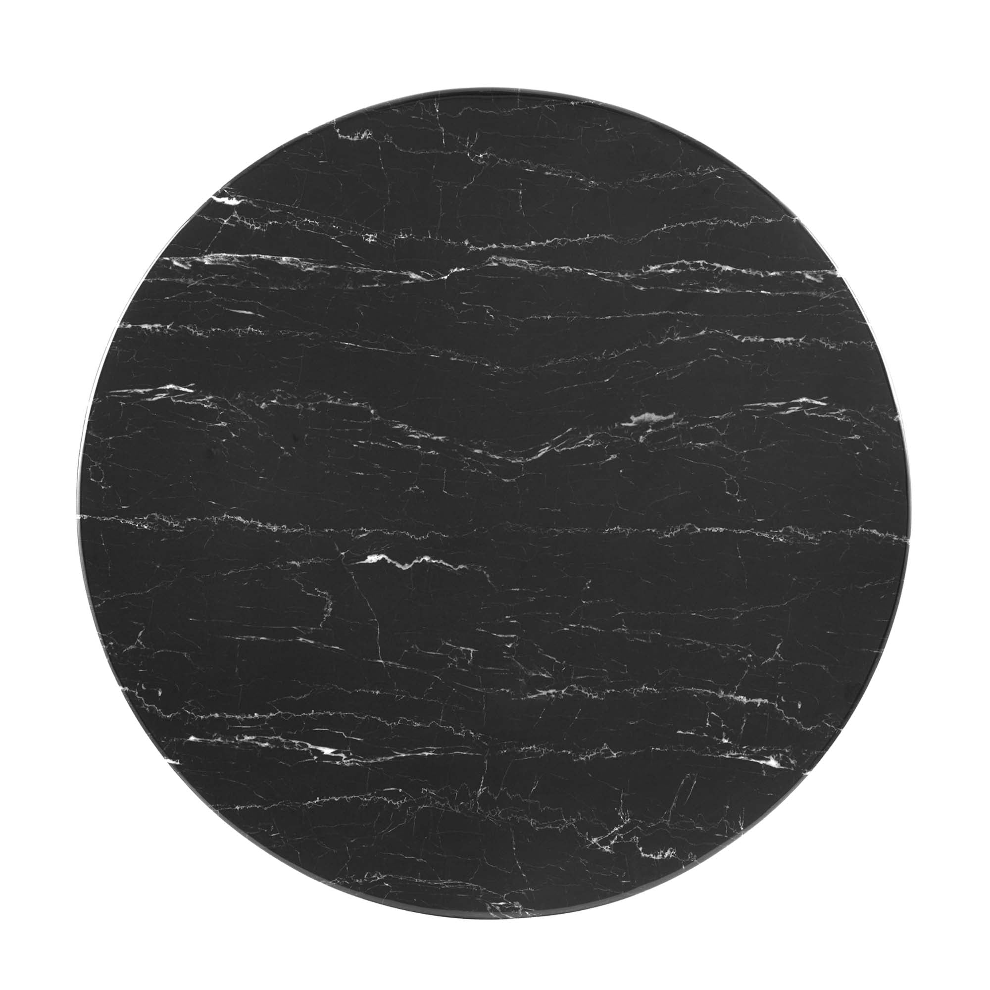 Verne 40" Artificial Marble Dining Table, Gold Black