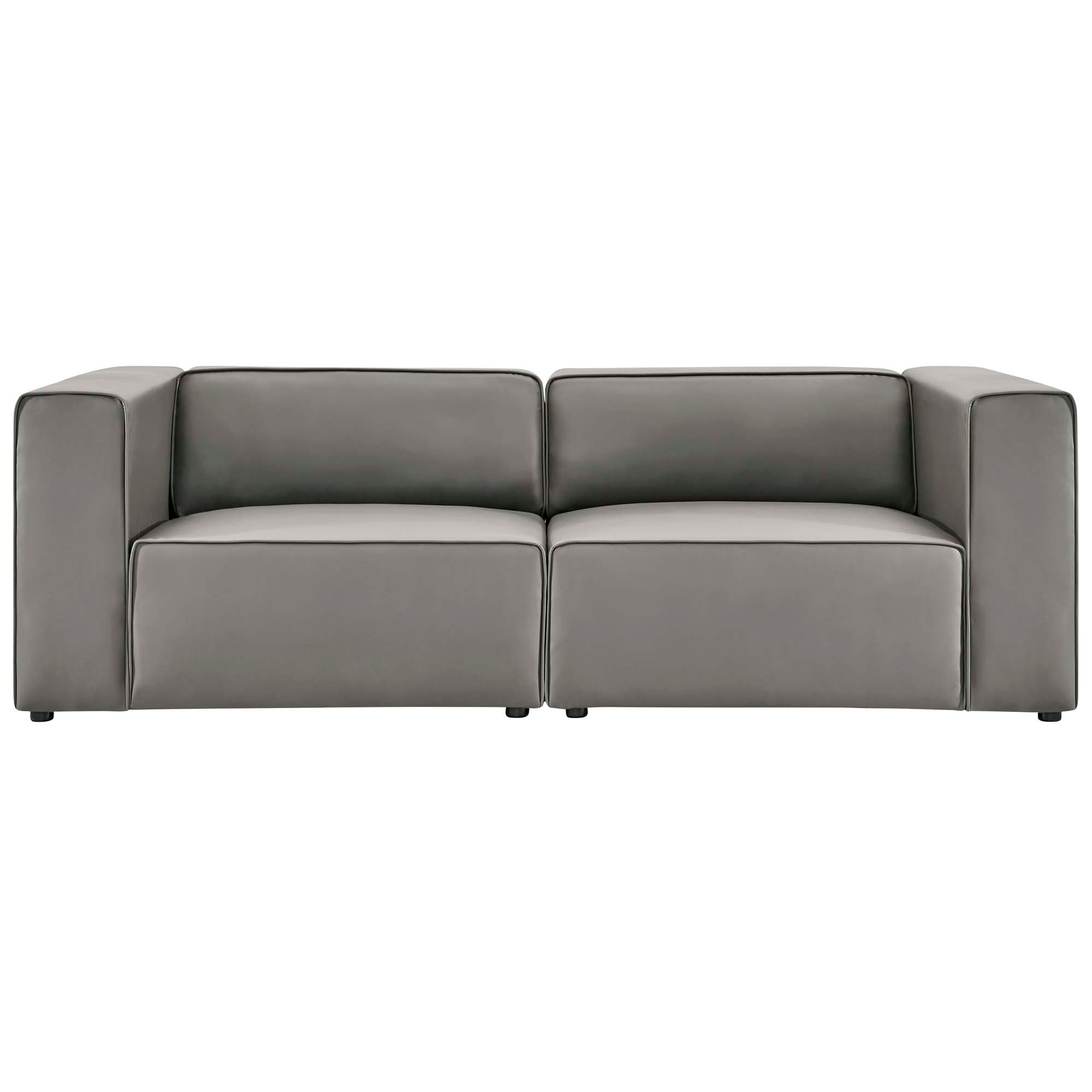 Mingle 2-Piece Vegan Leather Sectional Sofa Loveseat, Gray
