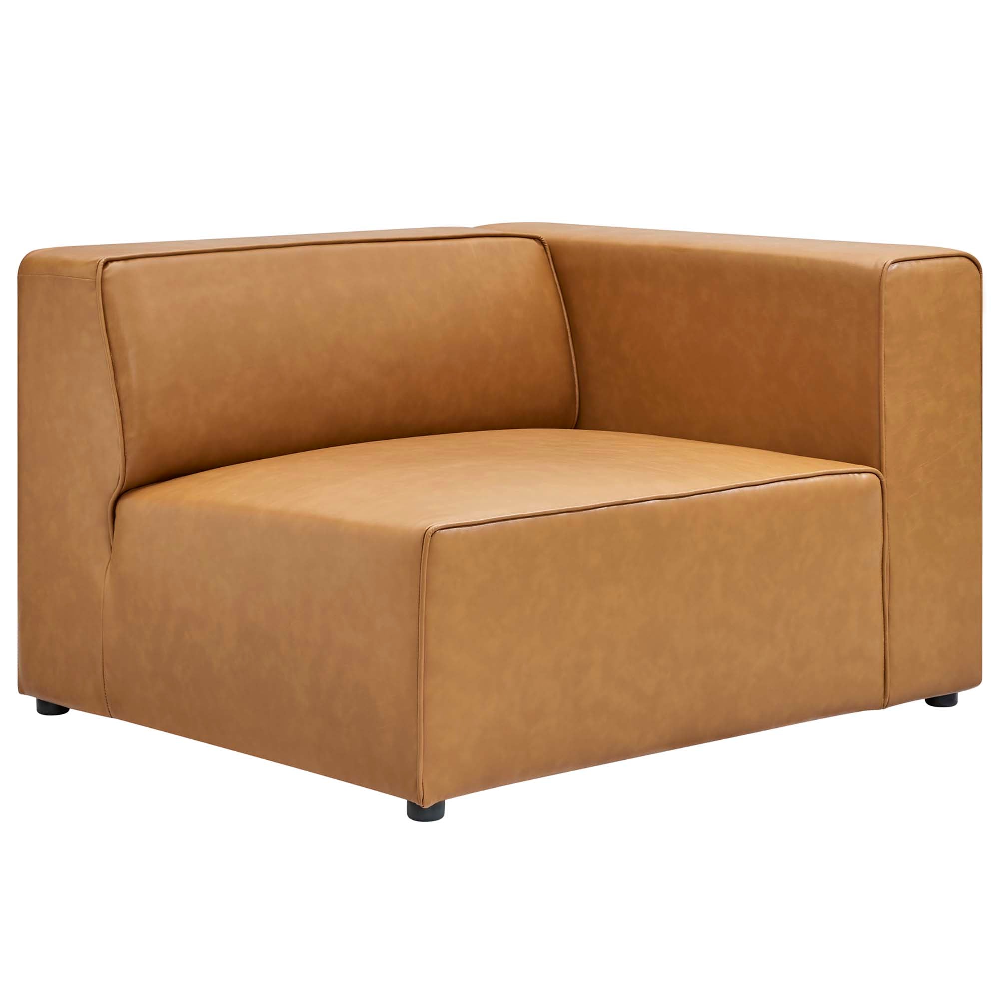 Mingle 3-Piece Vegan Leather Sectional Sofa, Tan
