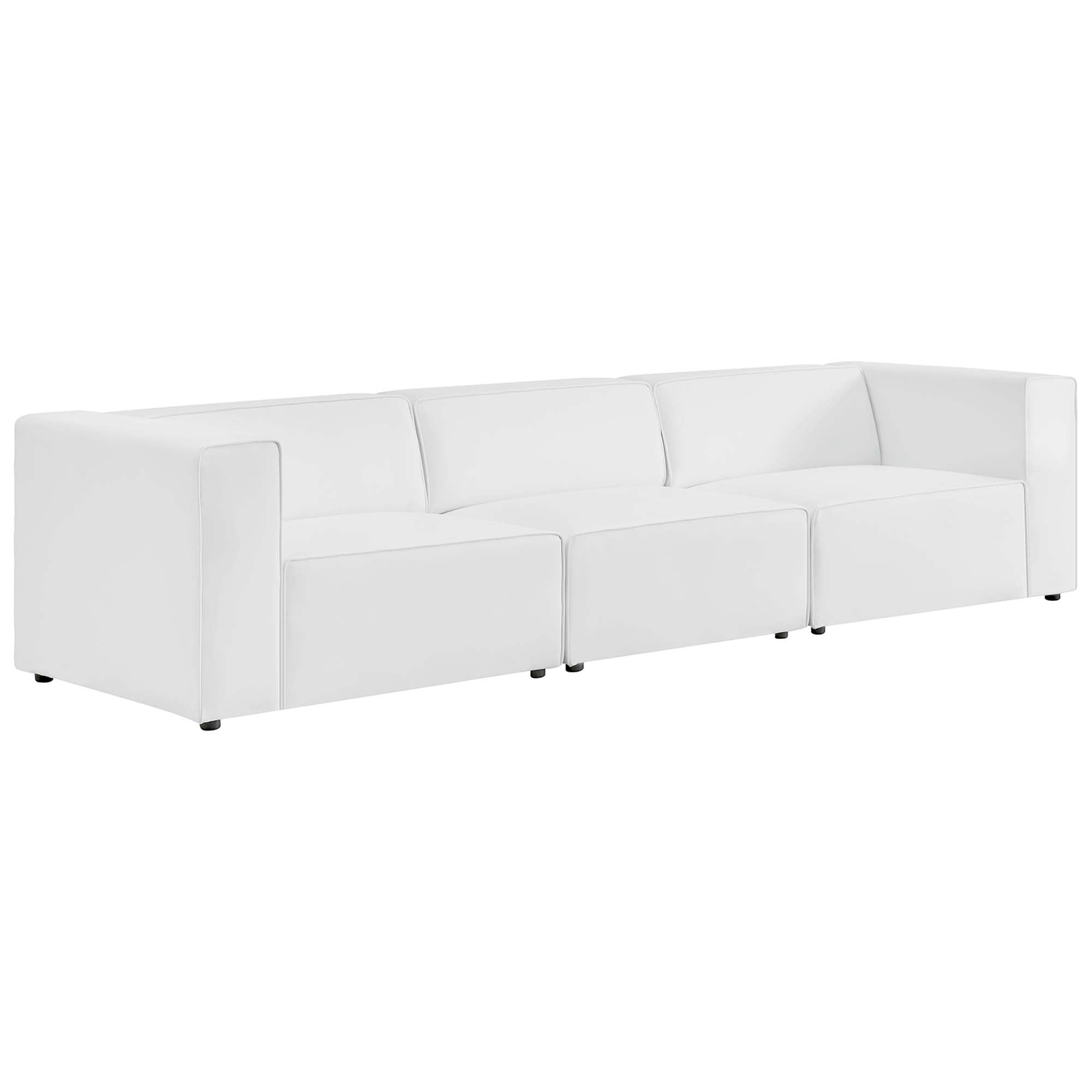 Mingle 3-Piece Vegan Leather Sectional Sofa, White