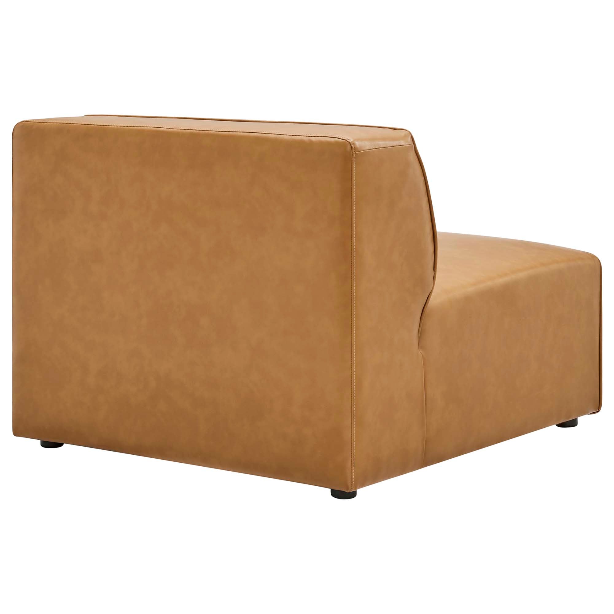 Mingle Vegan Leather Sofa and Ottoman Set, Tan