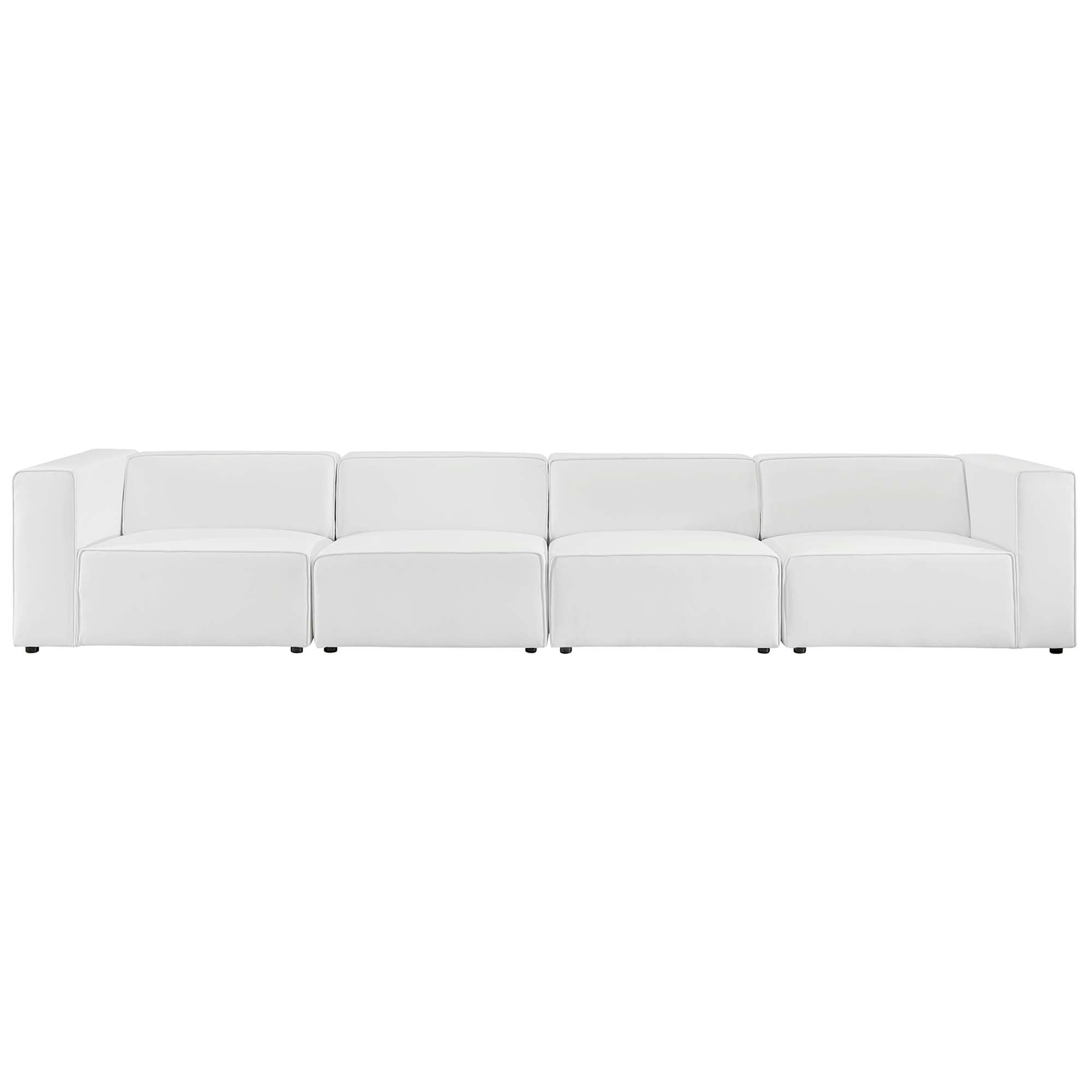 Mingle 4-Piece Vegan Leather Sectional Sofa, White