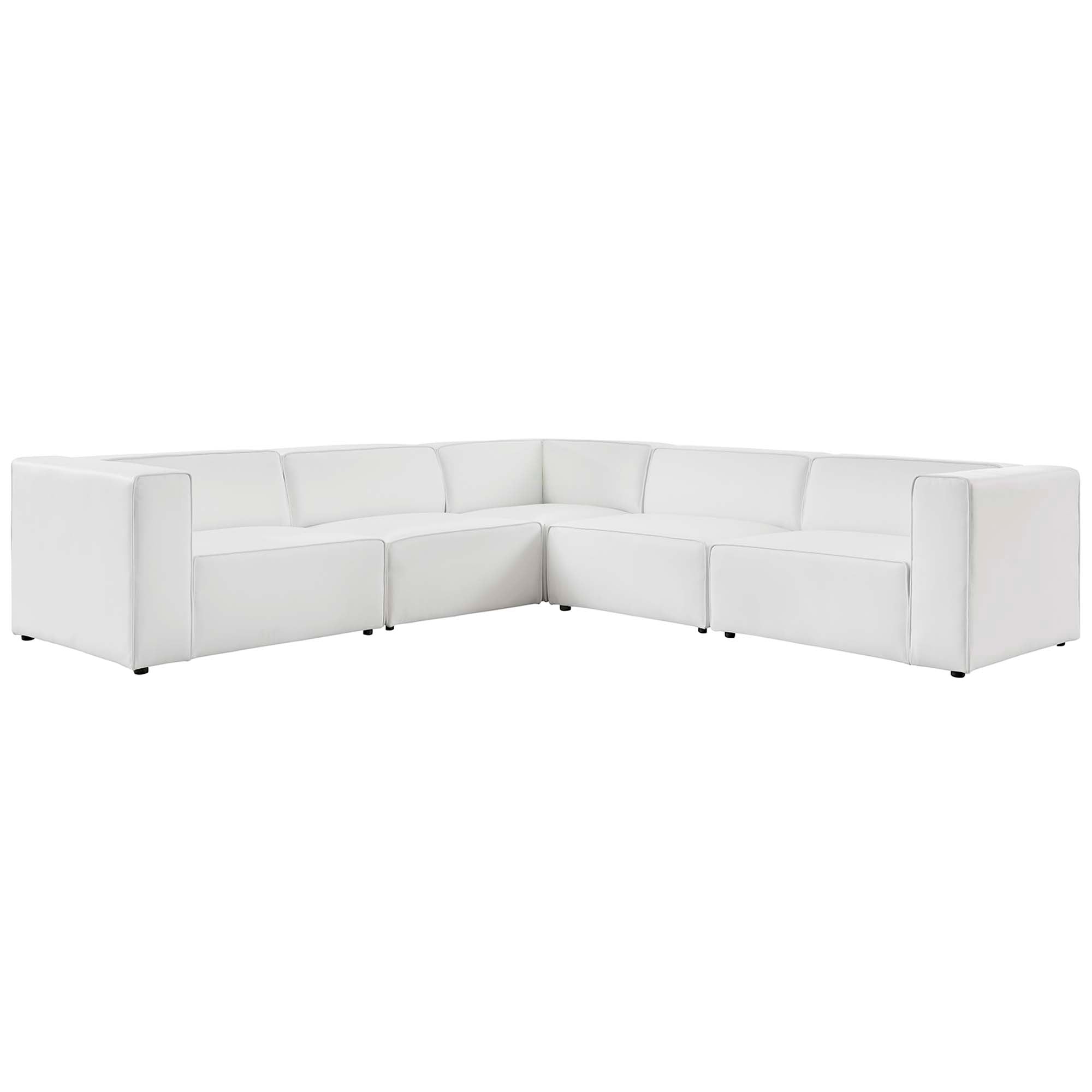 Mingle 5-Piece Vegan Leather Sectional Sofa, White