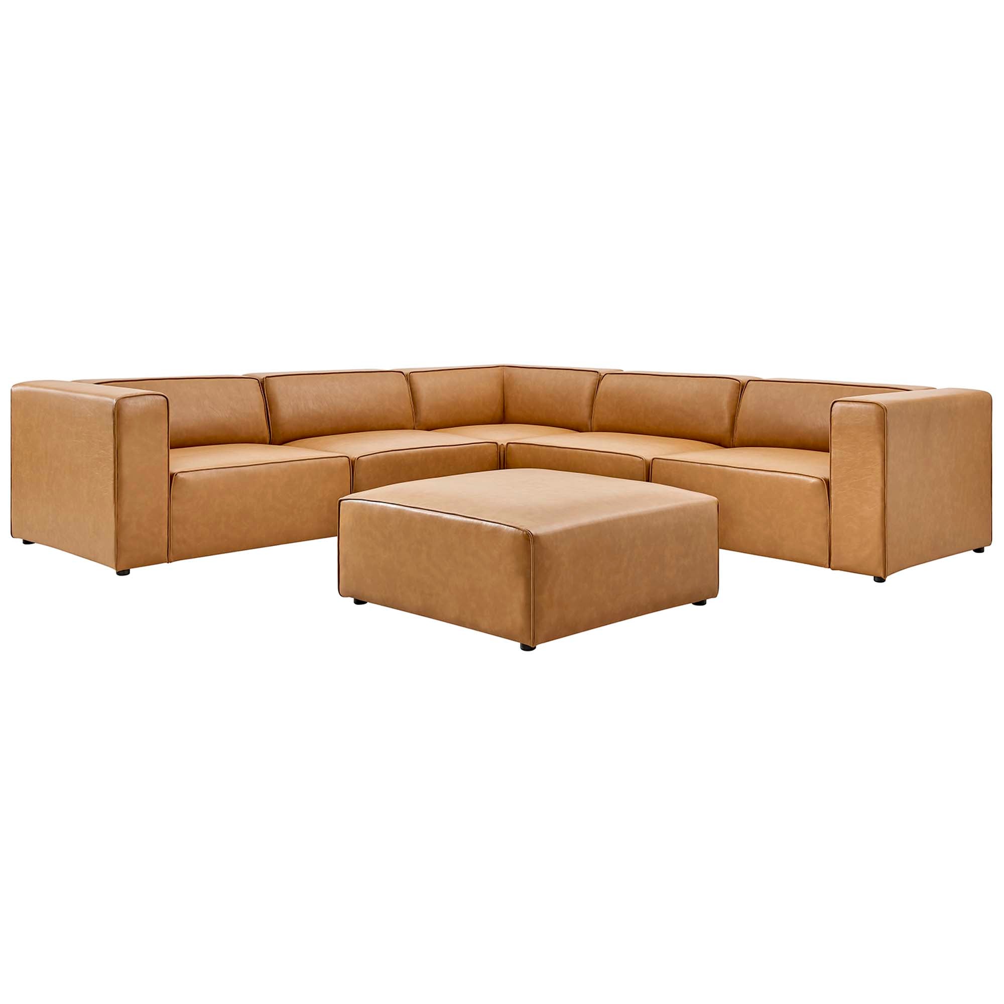 Mingle 6-Piece Vegan Leather Furniture Set, Tan
