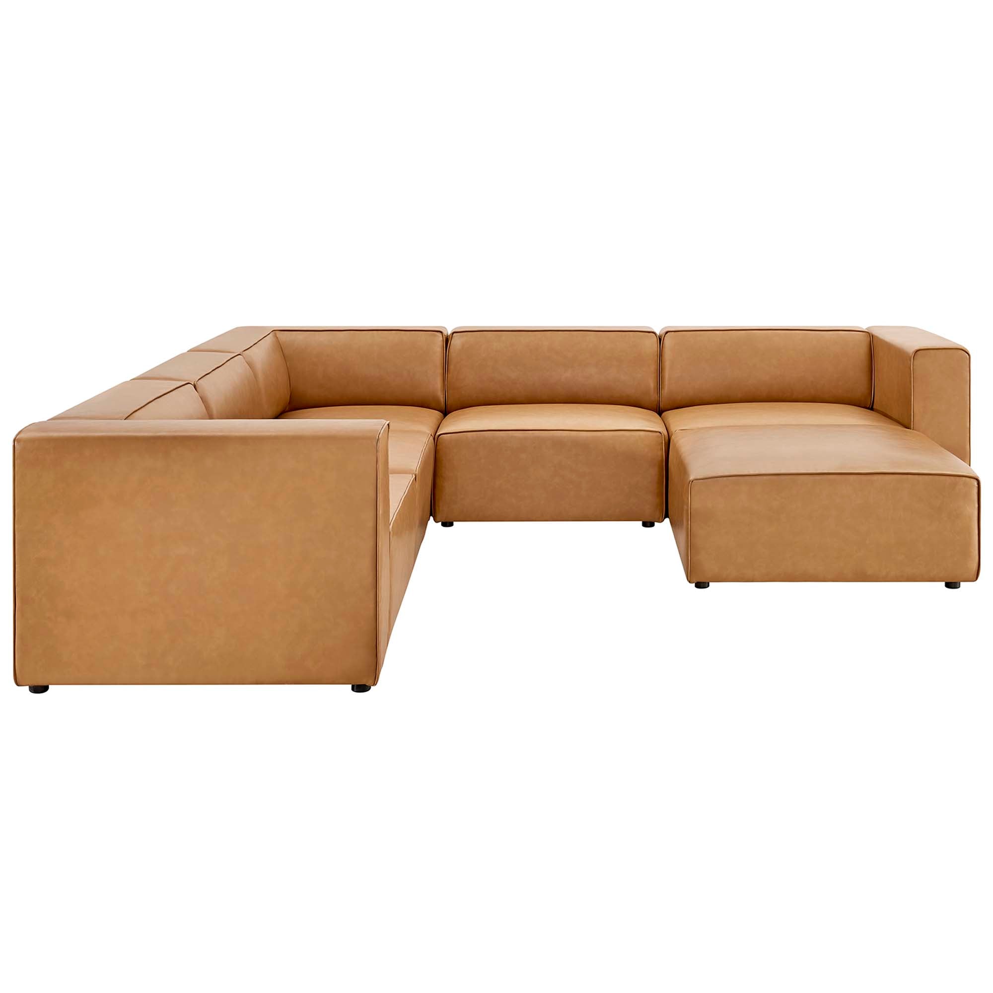 Mingle 6-Piece Vegan Leather Furniture Set, Tan