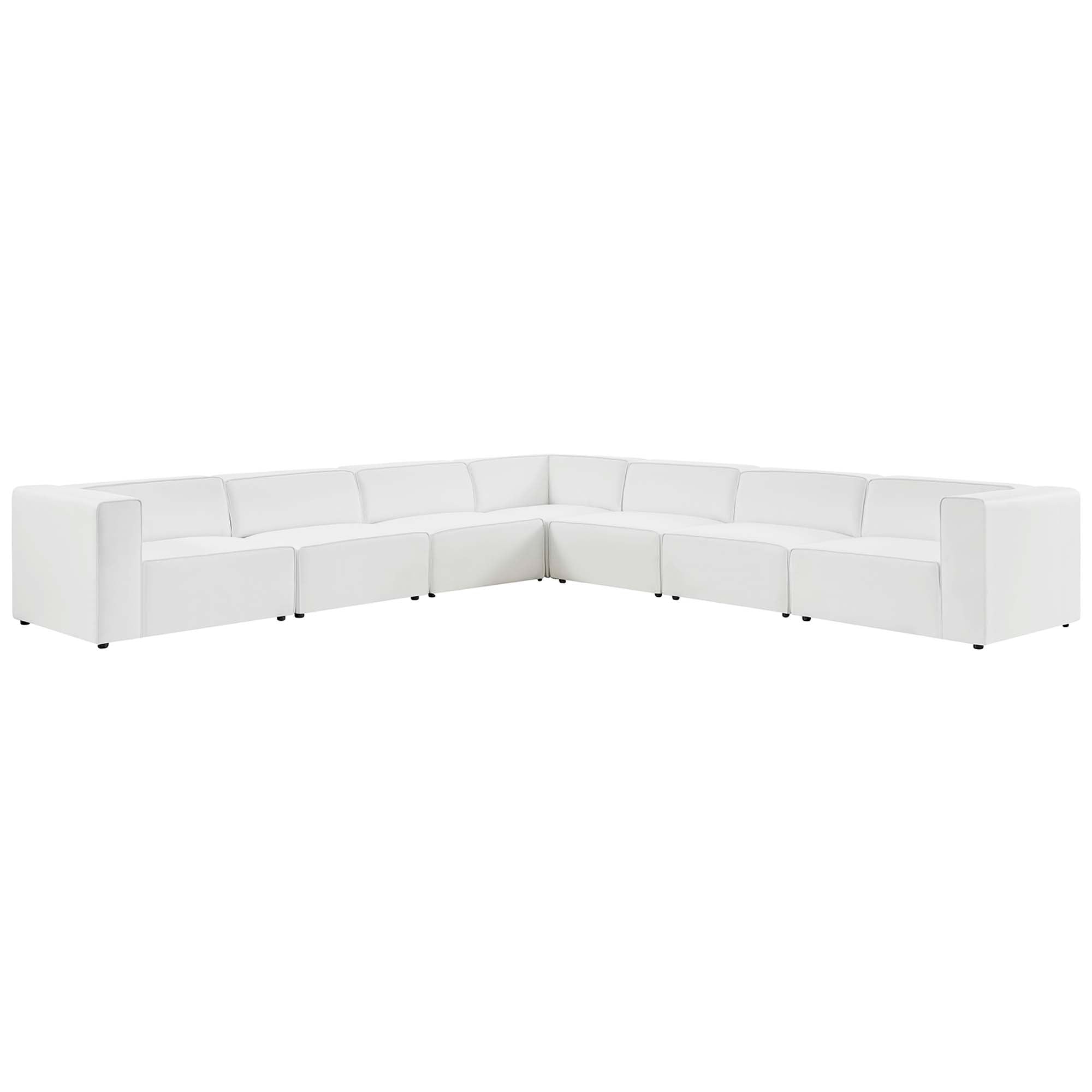 Mingle 7-Piece Vegan Leather Sectional Sofa, White