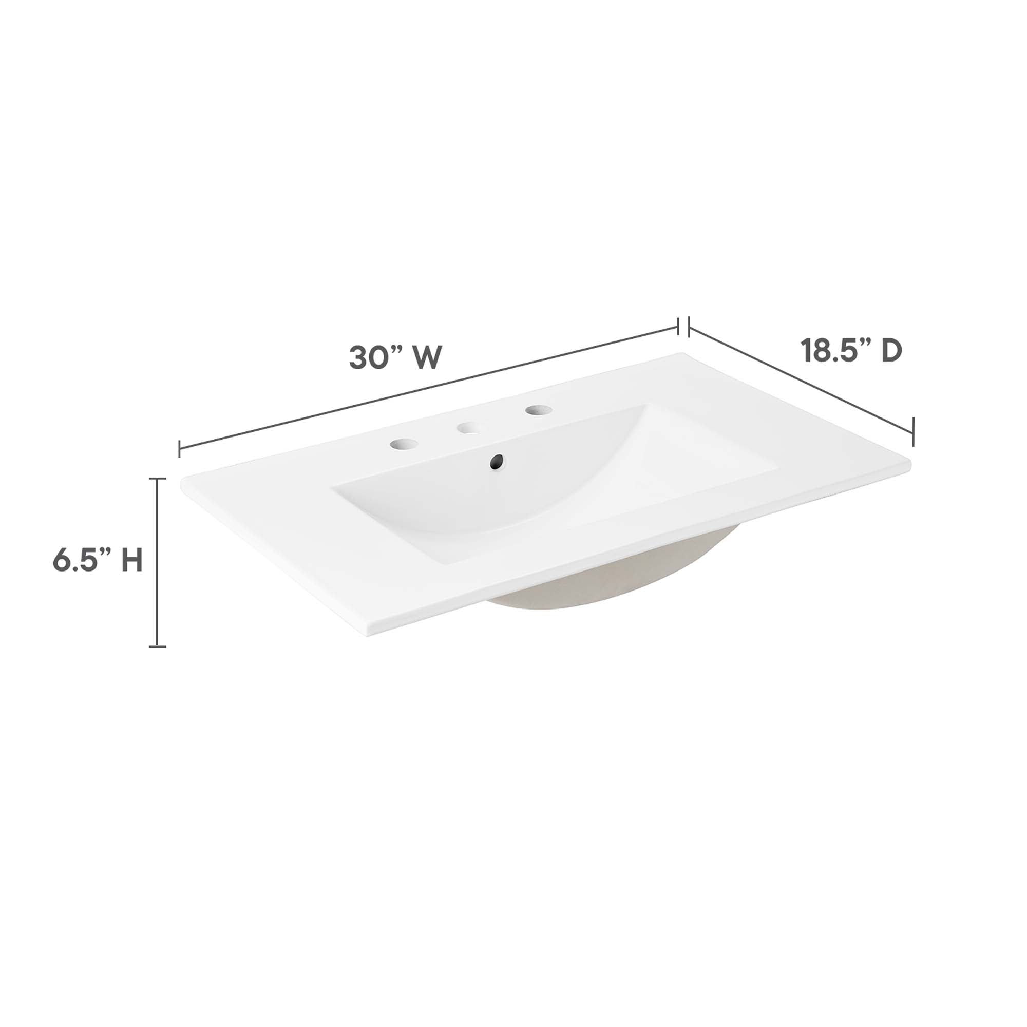 Cayman 30" Bathroom Sink, White