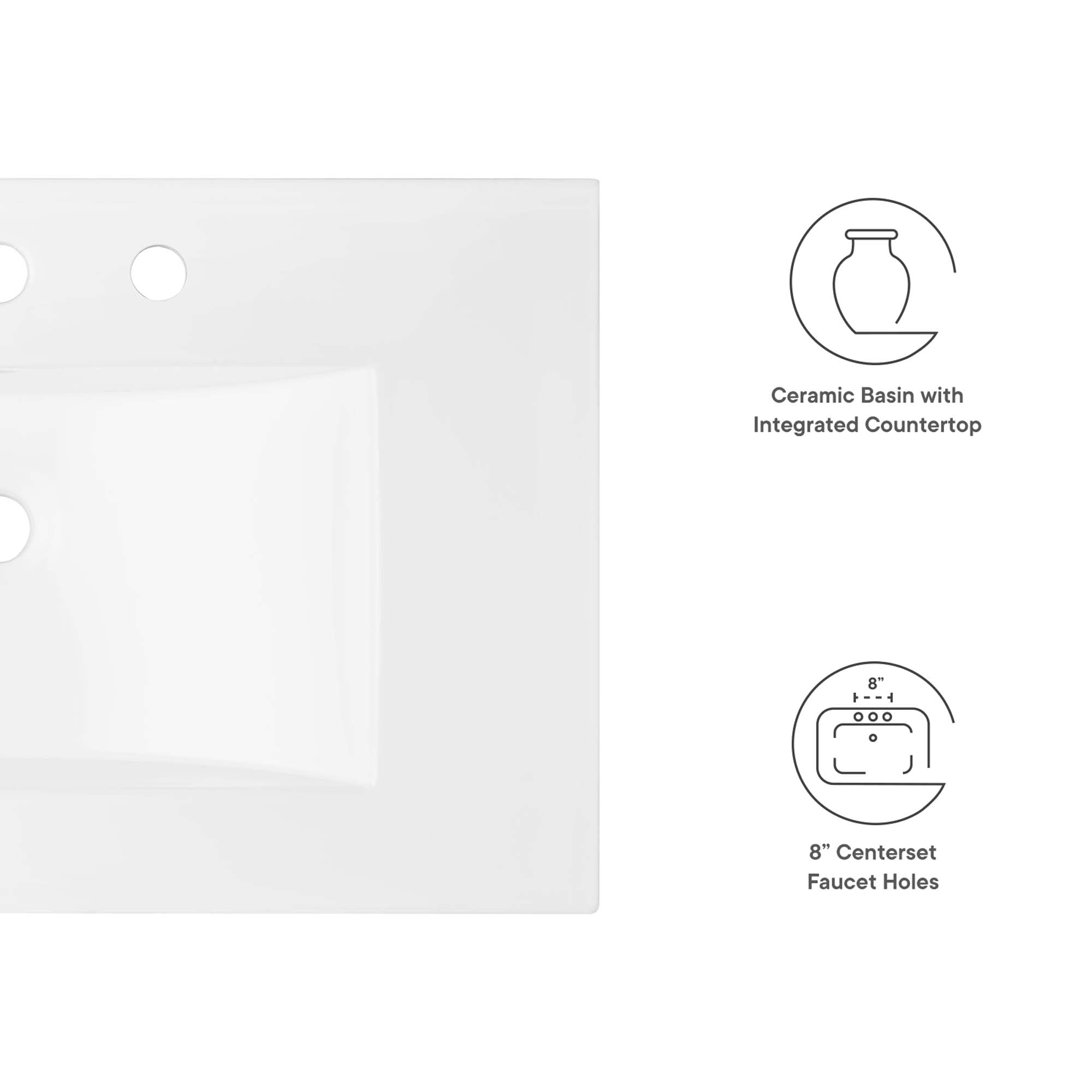 Cayman 30" Bathroom Sink, White