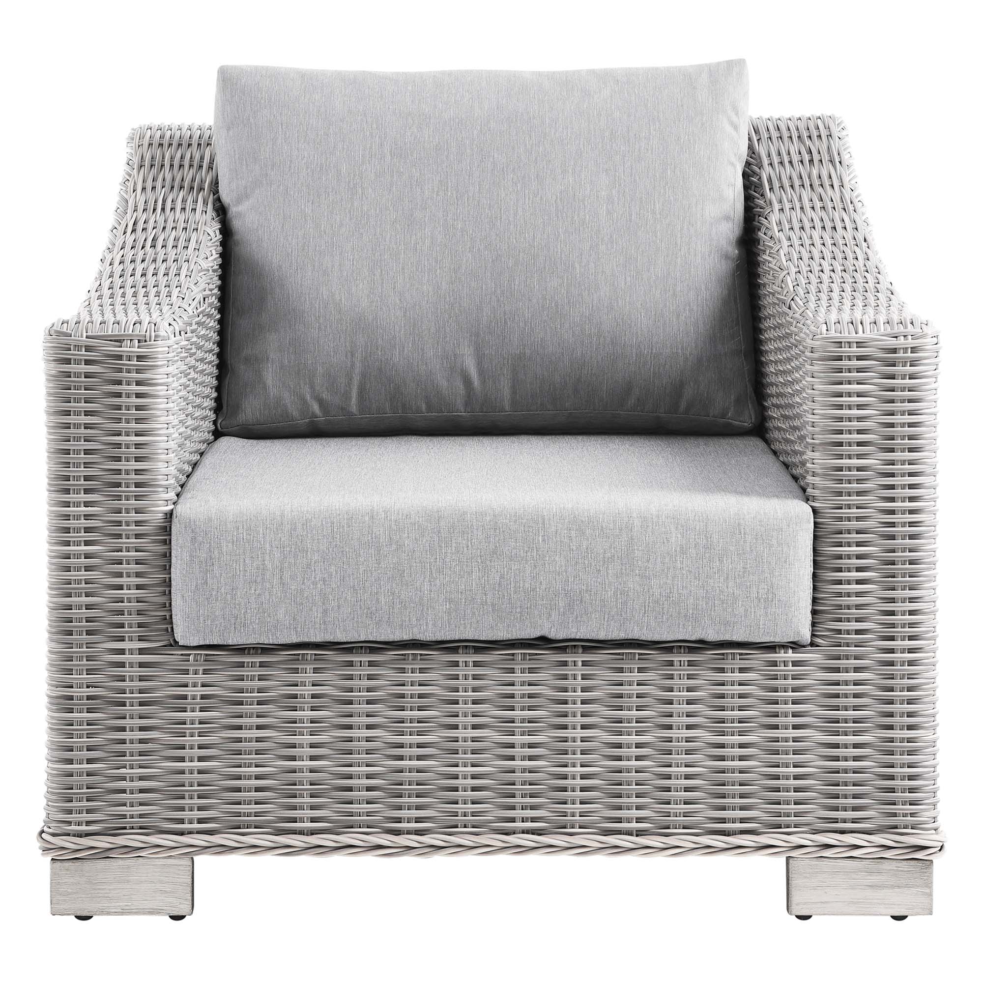 Conway Outdoor Patio Wicker Rattan Armchair, Light Gray Gray
