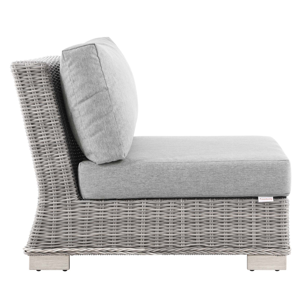 Conway Outdoor Patio Wicker Rattan Armless Chair, Light Gray Gray