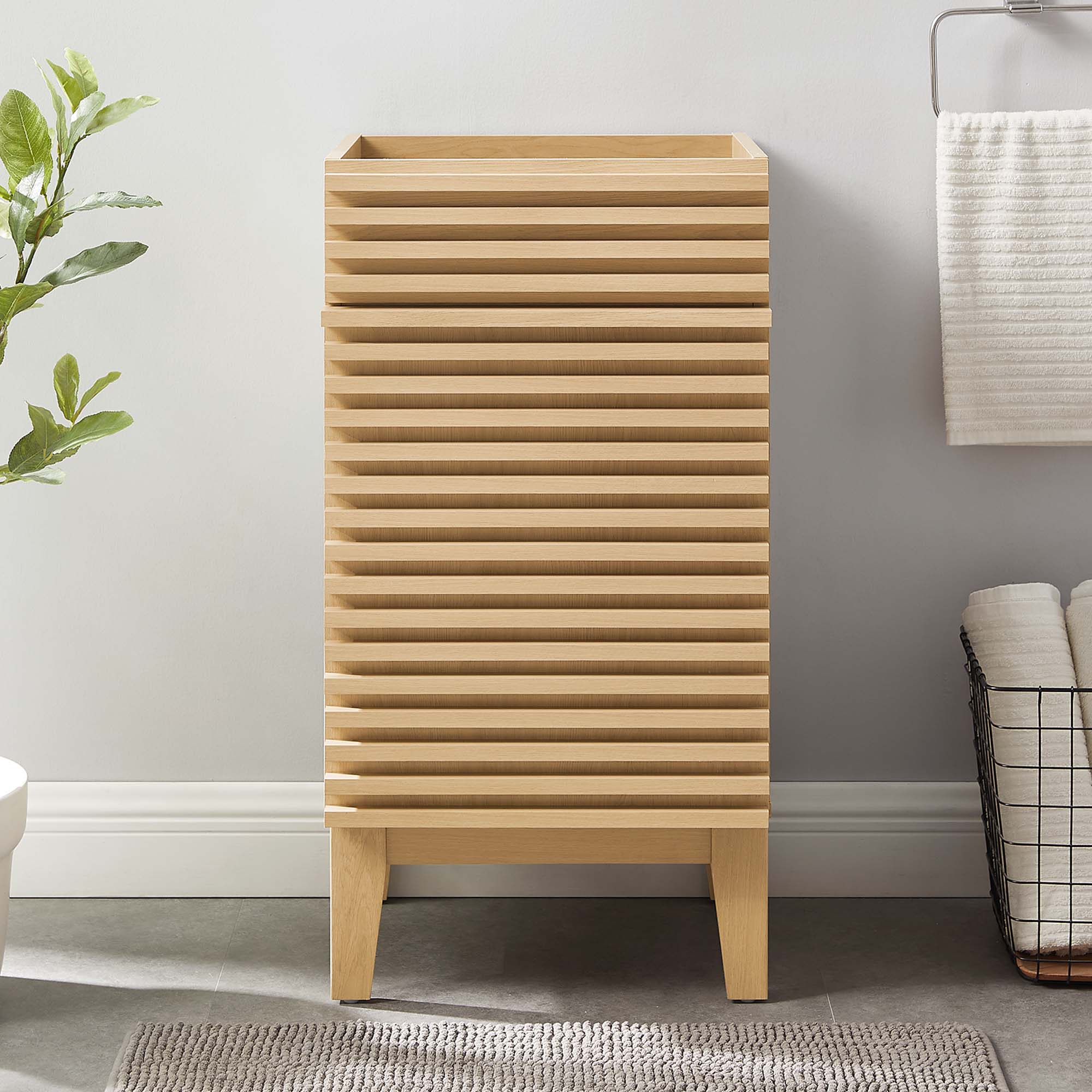 Render 18" Bathroom Vanity Cabinet (Sink Basin Not Included), Oak