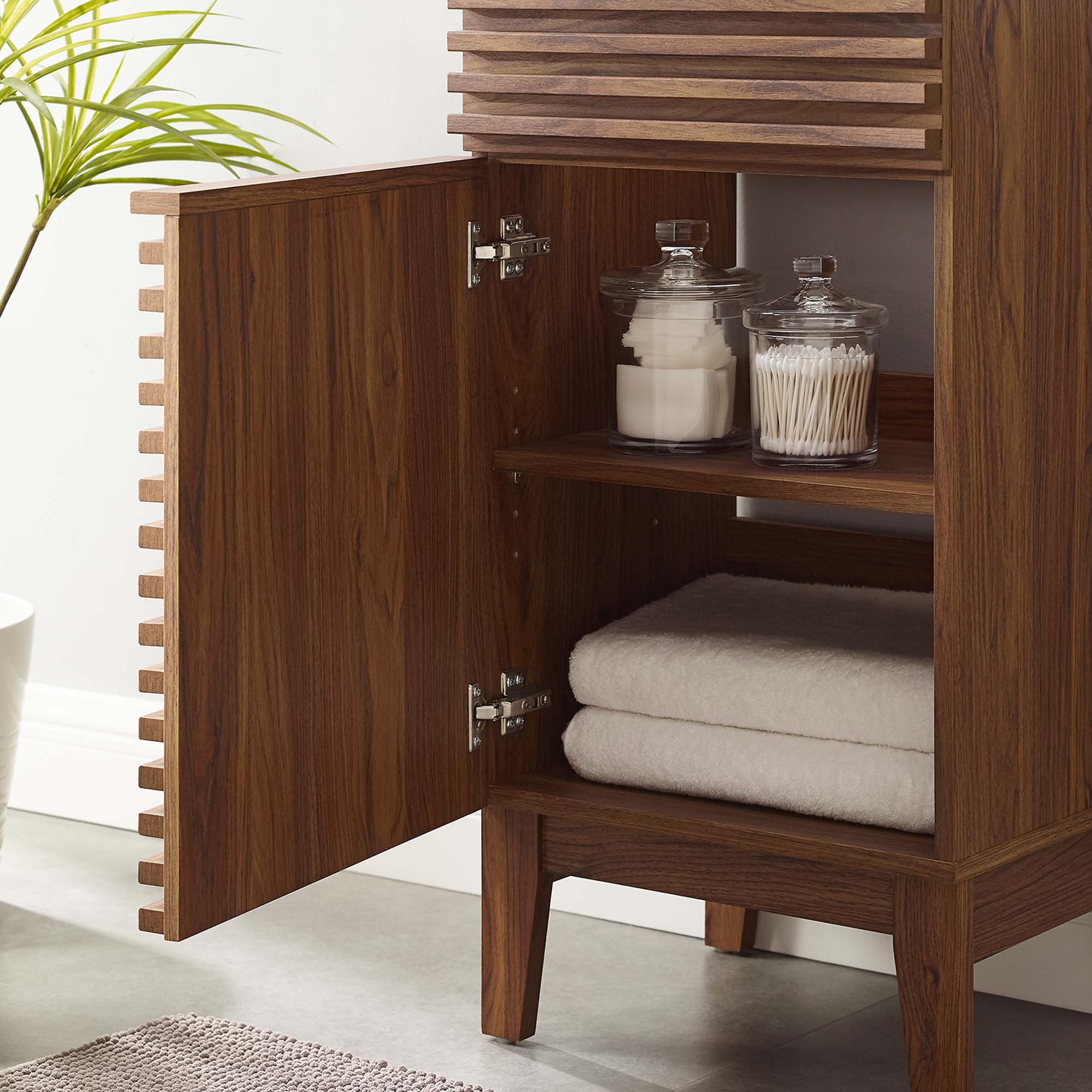 Render 18" Bathroom Vanity Cabinet (Sink Basin Not Included), Walnut