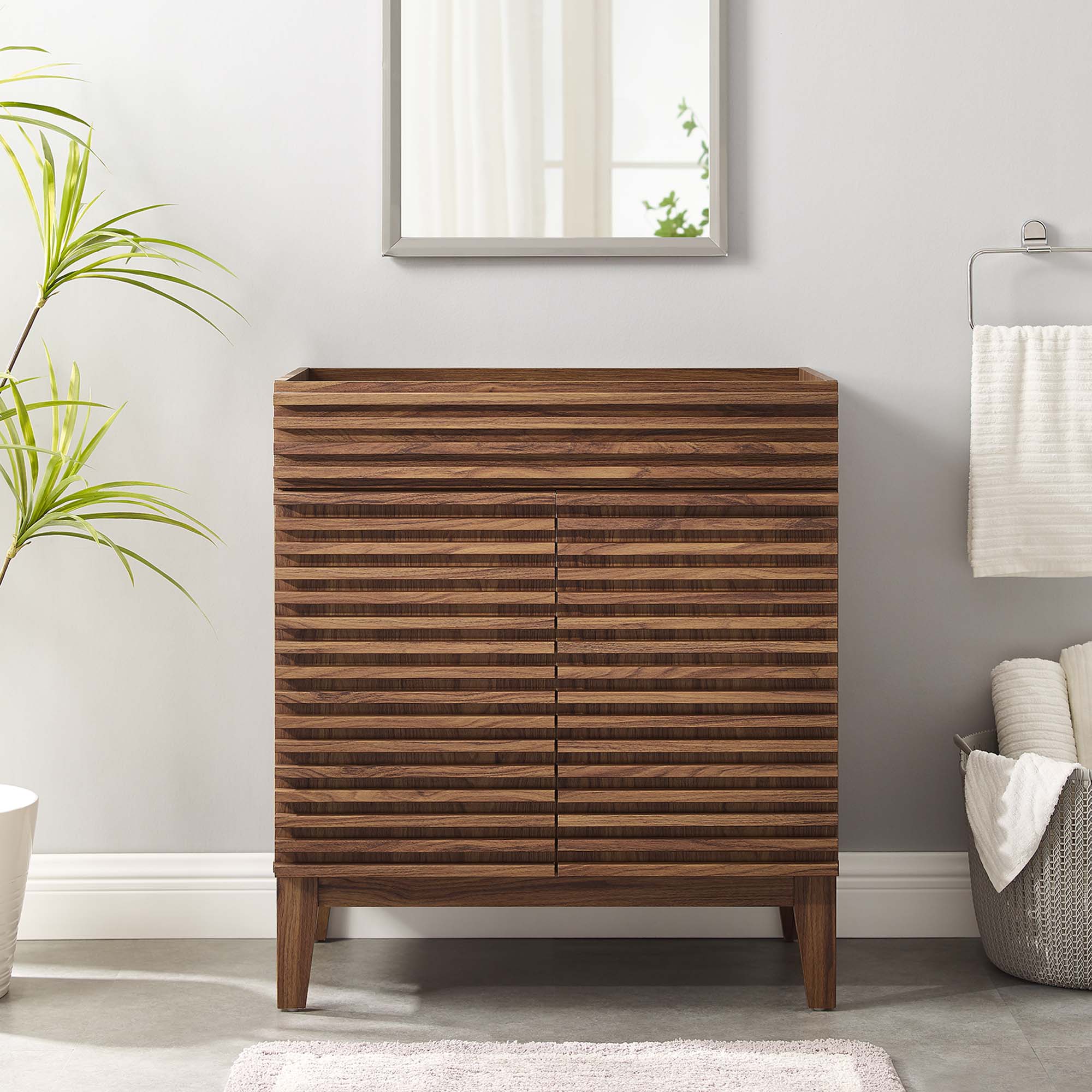 Render 30" Bathroom Vanity Cabinet (Sink Basin Not Included), Walnut