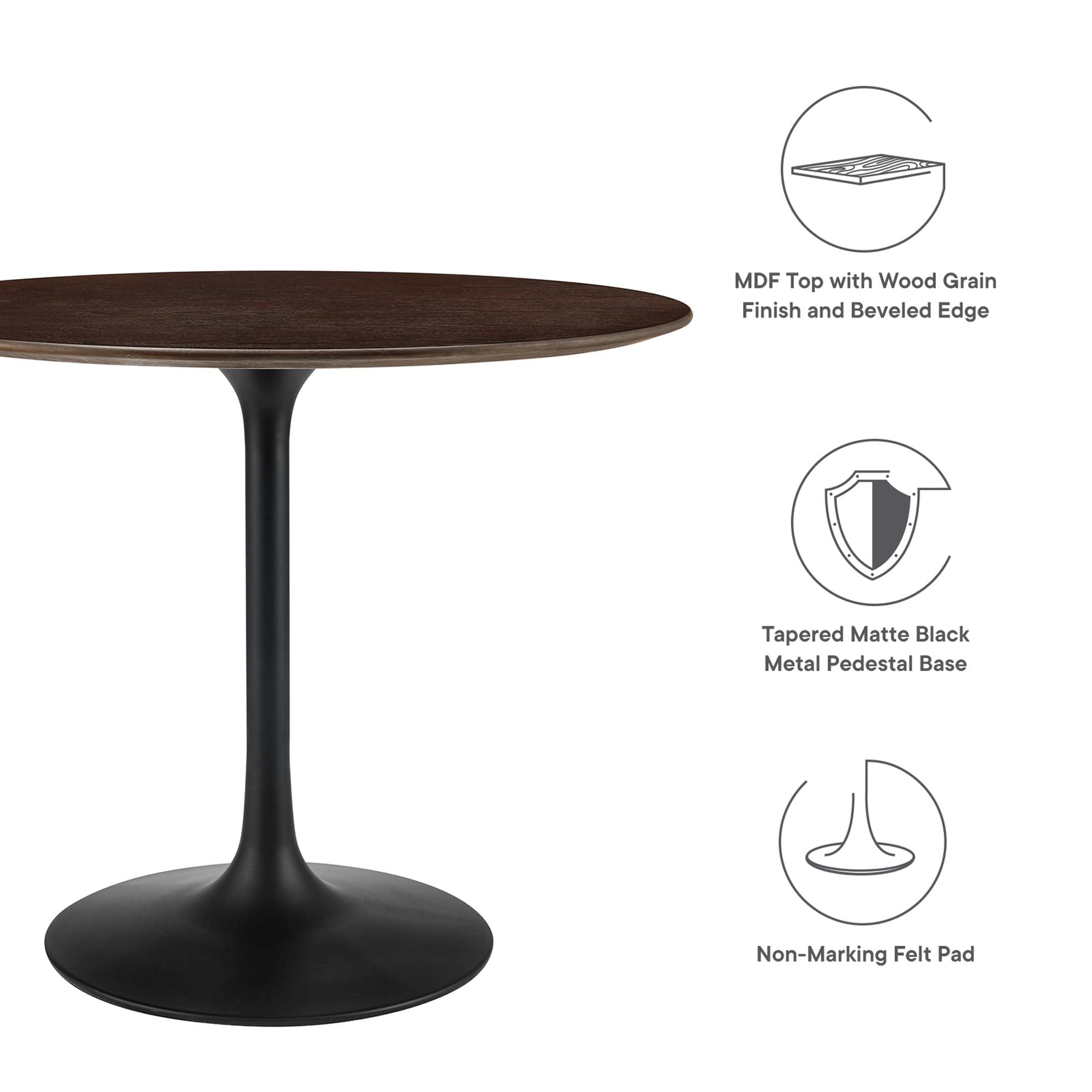 Lippa 36" Round Wood Dining Table, Black Cherry Walnut