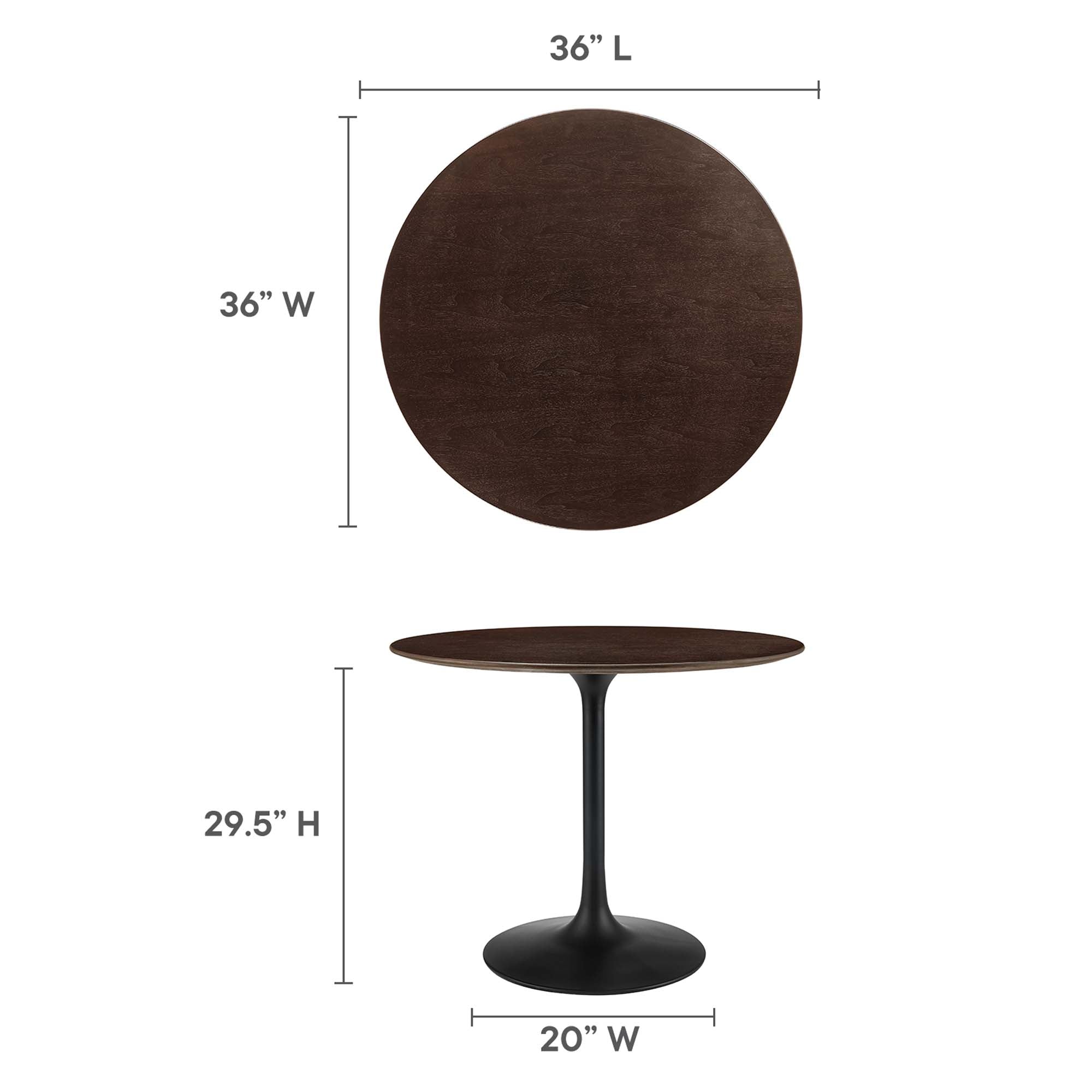 Lippa 36" Round Wood Dining Table, Black Cherry Walnut