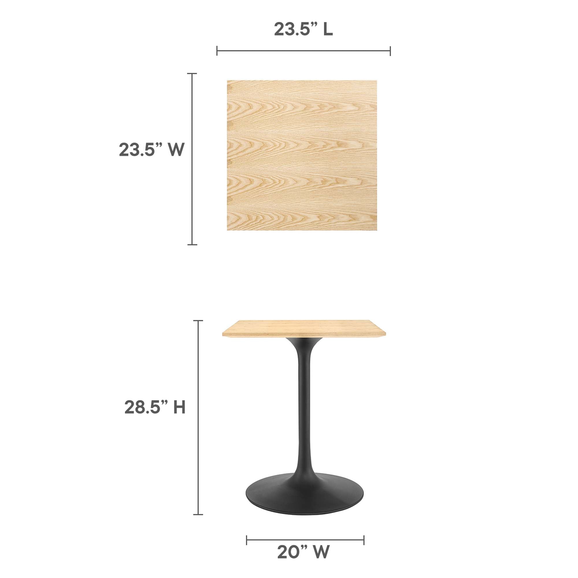 Lippa 24" Square Wood Dining Table, Black Natural