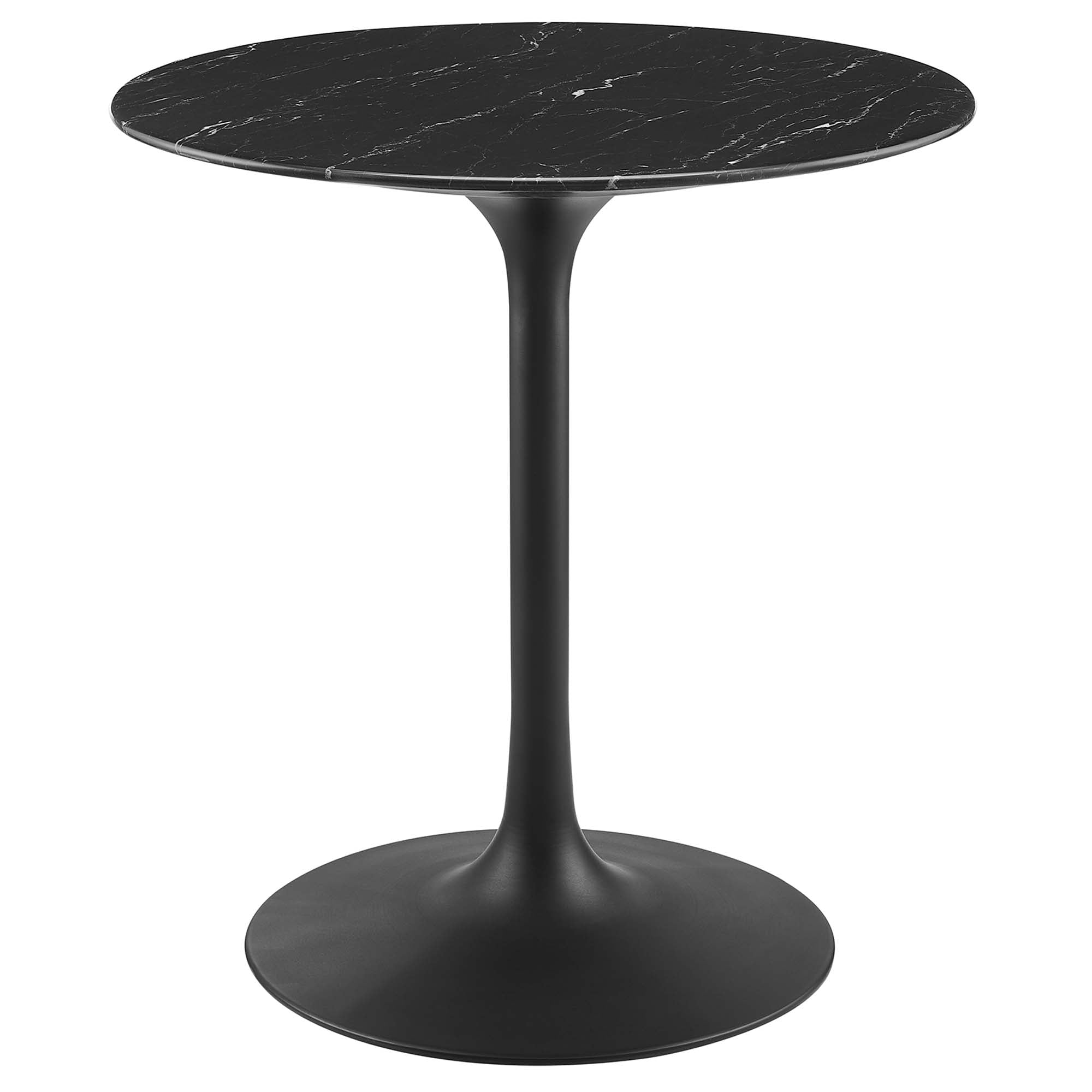 Lippa 28" Round Faux Marble Dining Table, Black Black