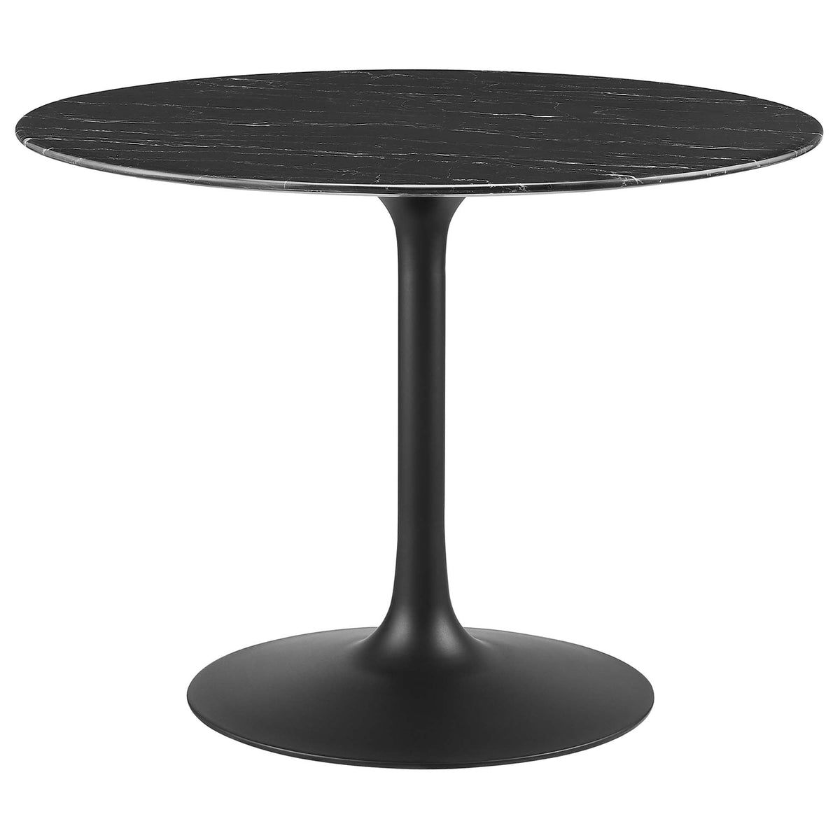 Lippa 40" Round Faux Marble Dining Table, Black Black