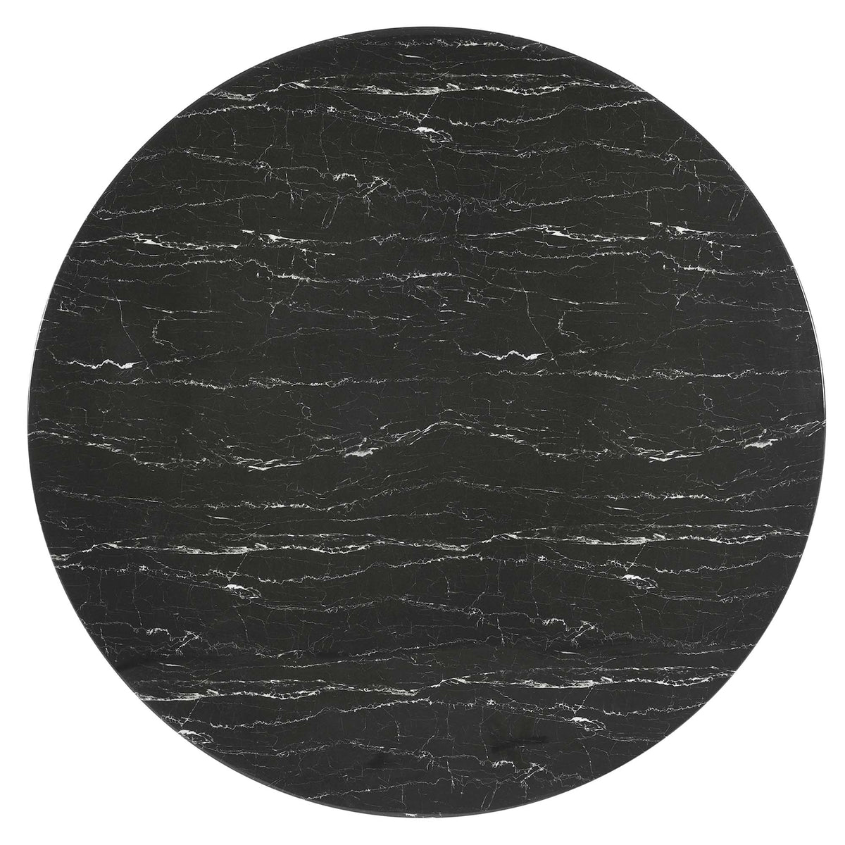 Lippa 60" Round Faux Marble Dining Table, Black Black