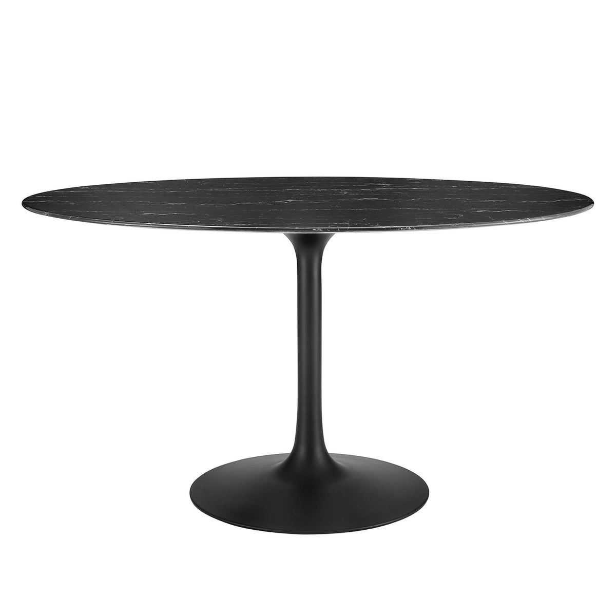 Lippa 54" Oval Faux Marble Dining Table, Black Black