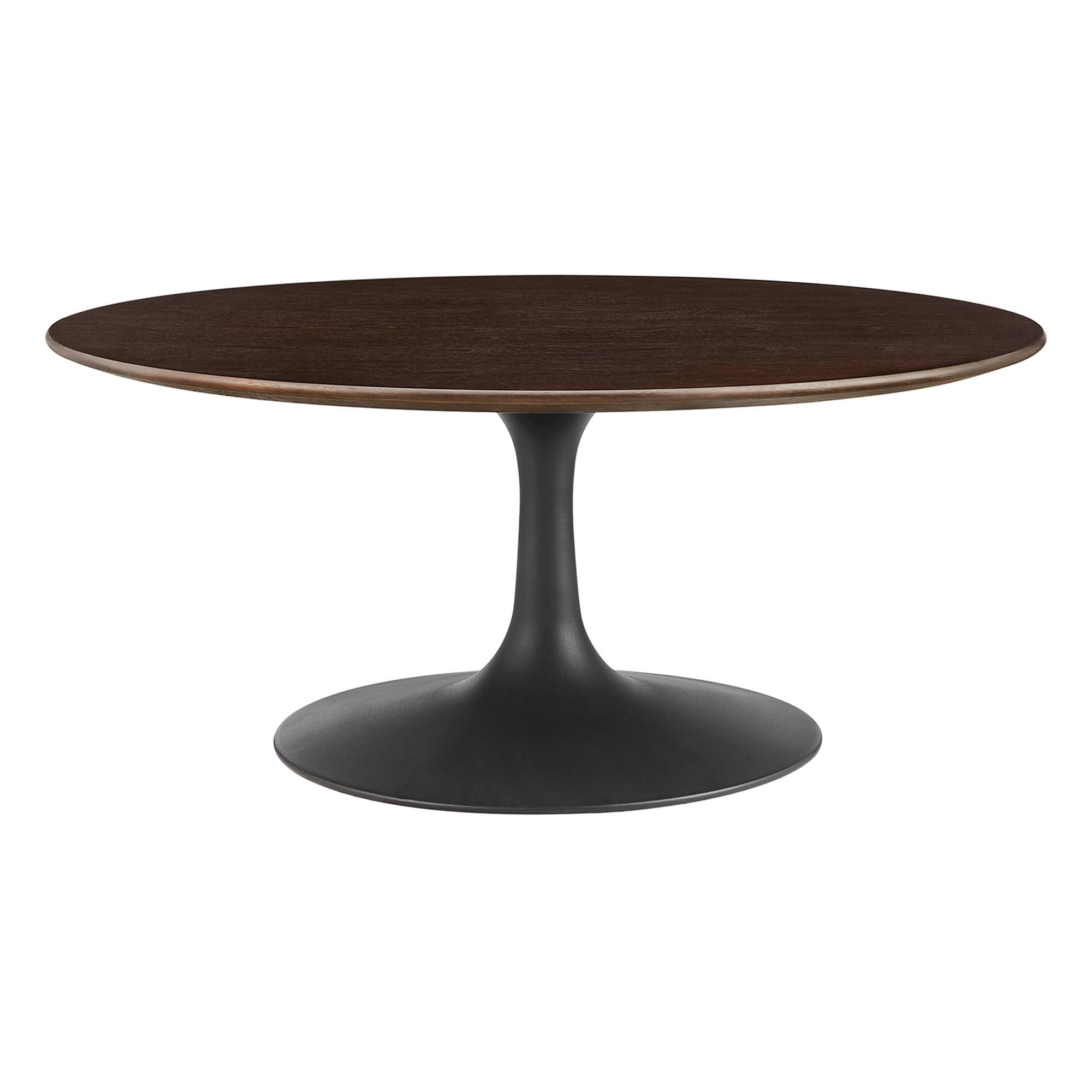 Lippa 36" Round Wood Coffee Table, Black Cherry Walnut