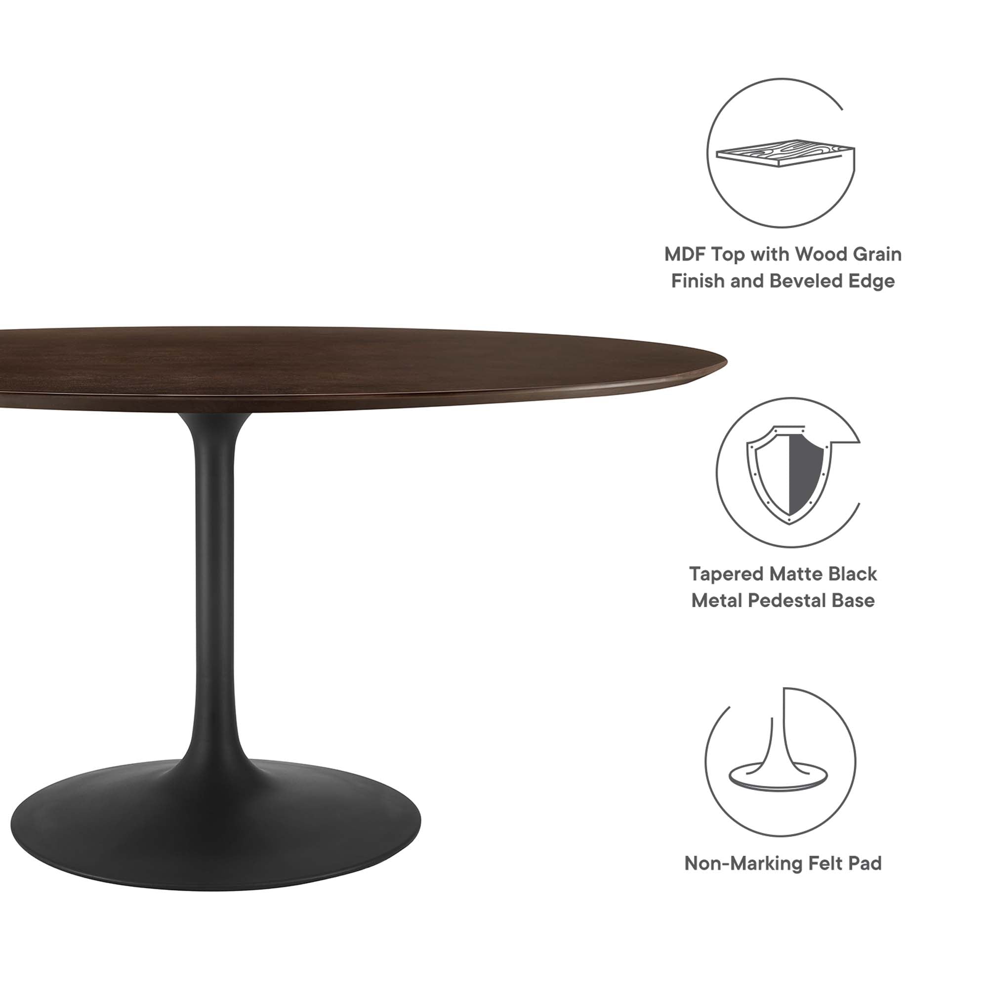 Lippa 60" Oval Wood Dining Table, Black Cherry Walnut