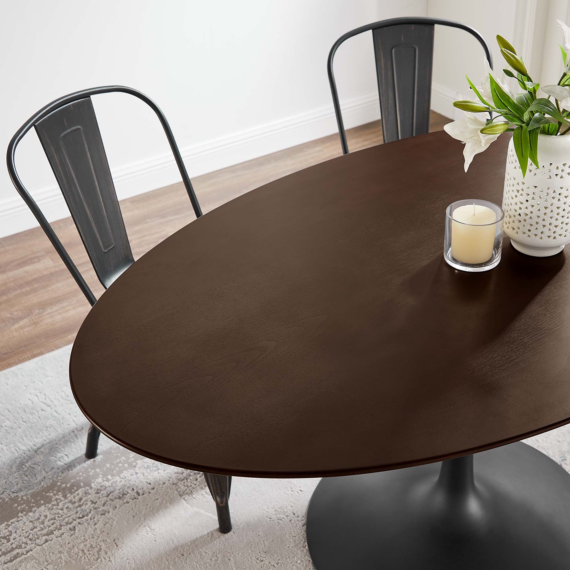 Lippa 60" Oval Wood Dining Table, Black Cherry Walnut