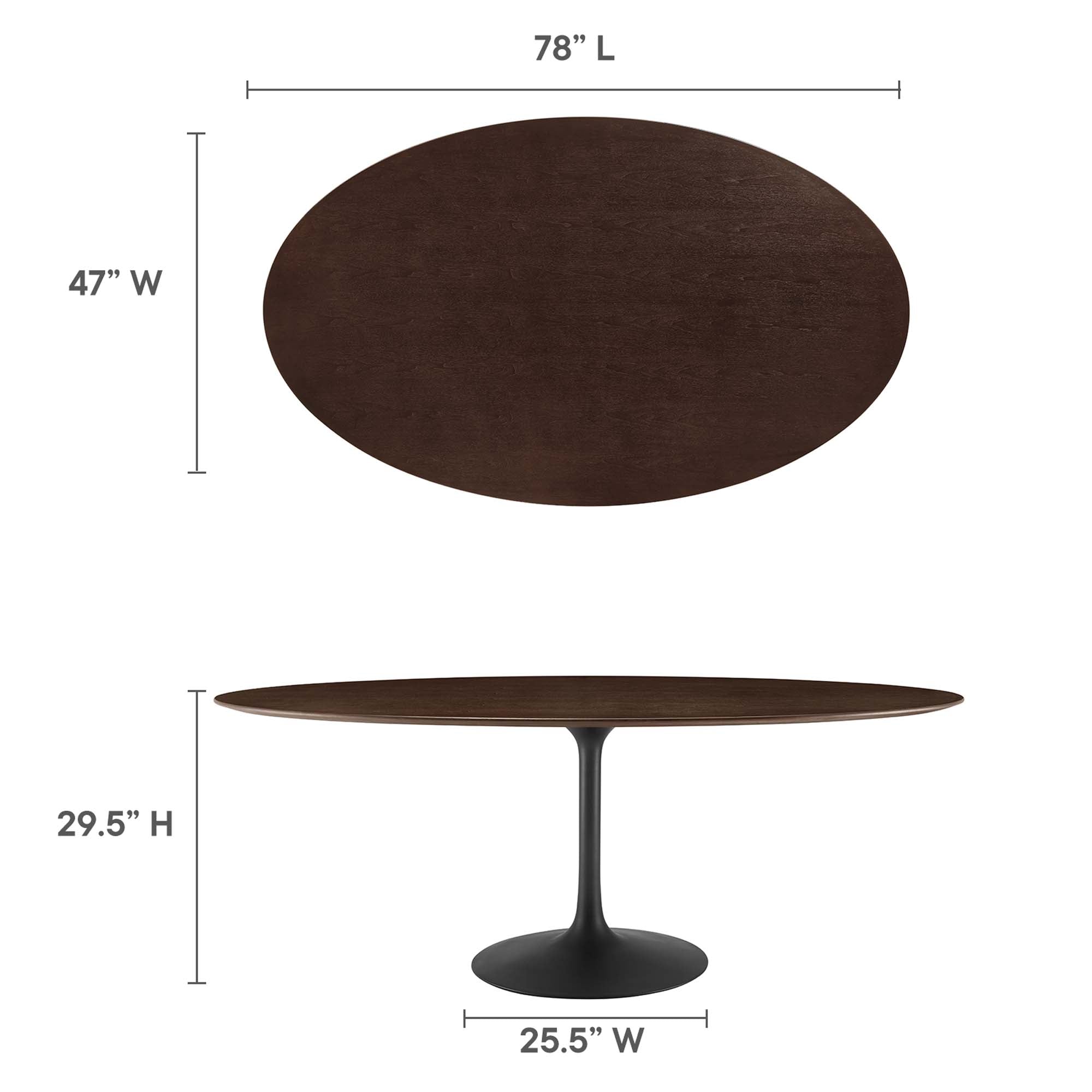 Lippa 78" Oval Wood Dining Table, Black Cherry Walnut