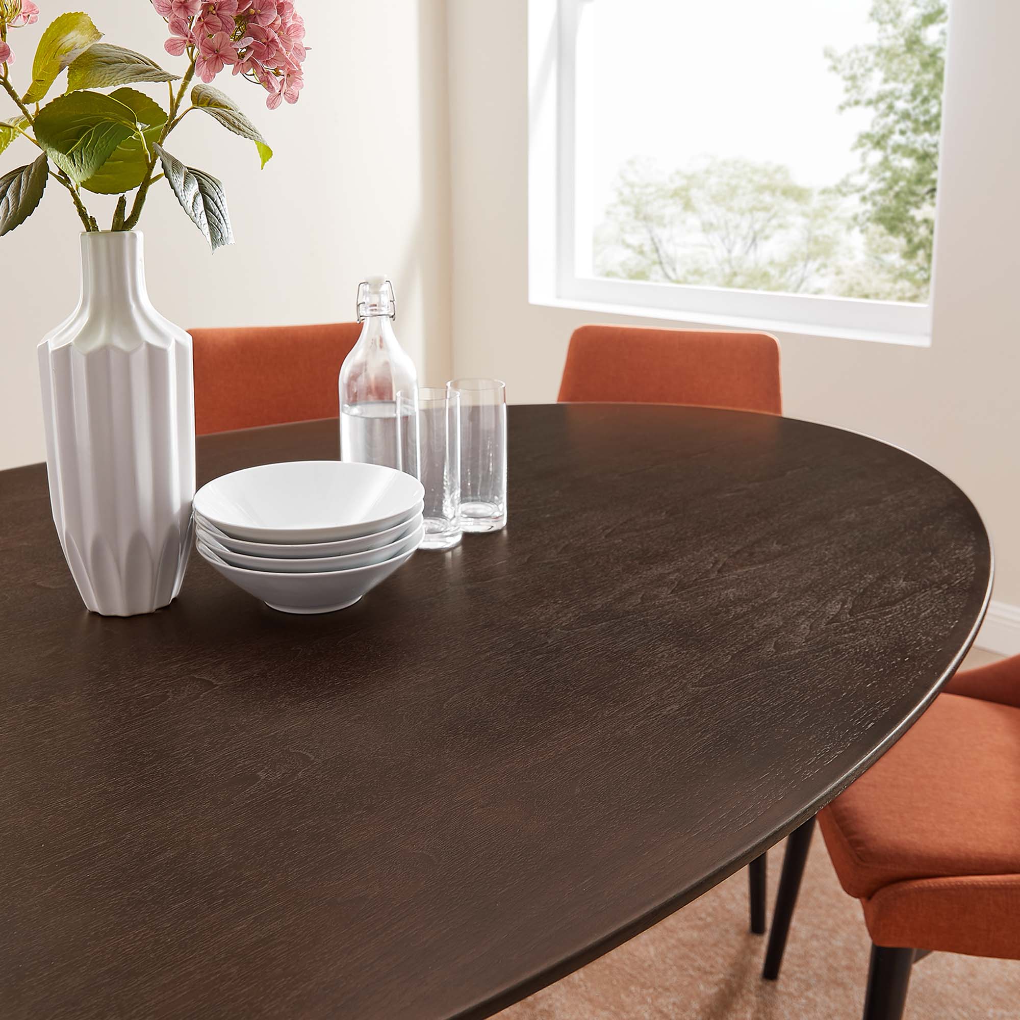 Lippa 78" Oval Wood Dining Table, Black Cherry Walnut