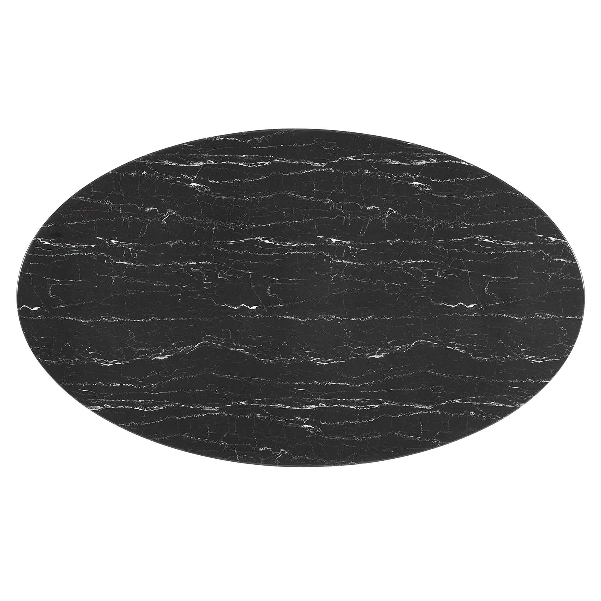 Lippa 78" Oval Faux Marble Dining Table, Black Black