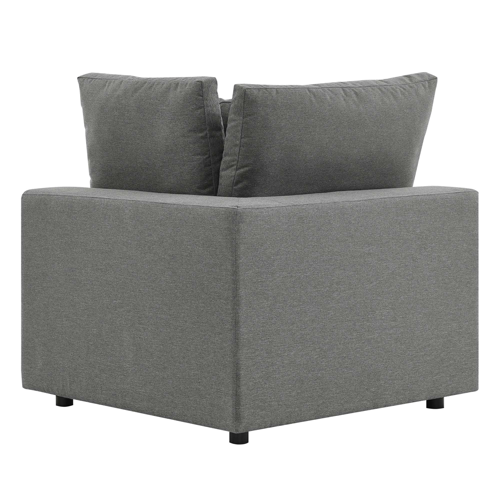 Commix Overstuffed Outdoor Patio Corner Chair, Charcoal
