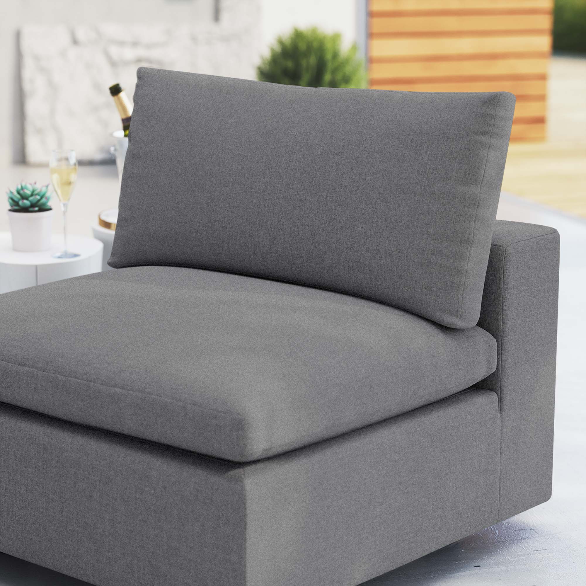 Commix Sunbrella® Outdoor Patio Armless Chair, Gray