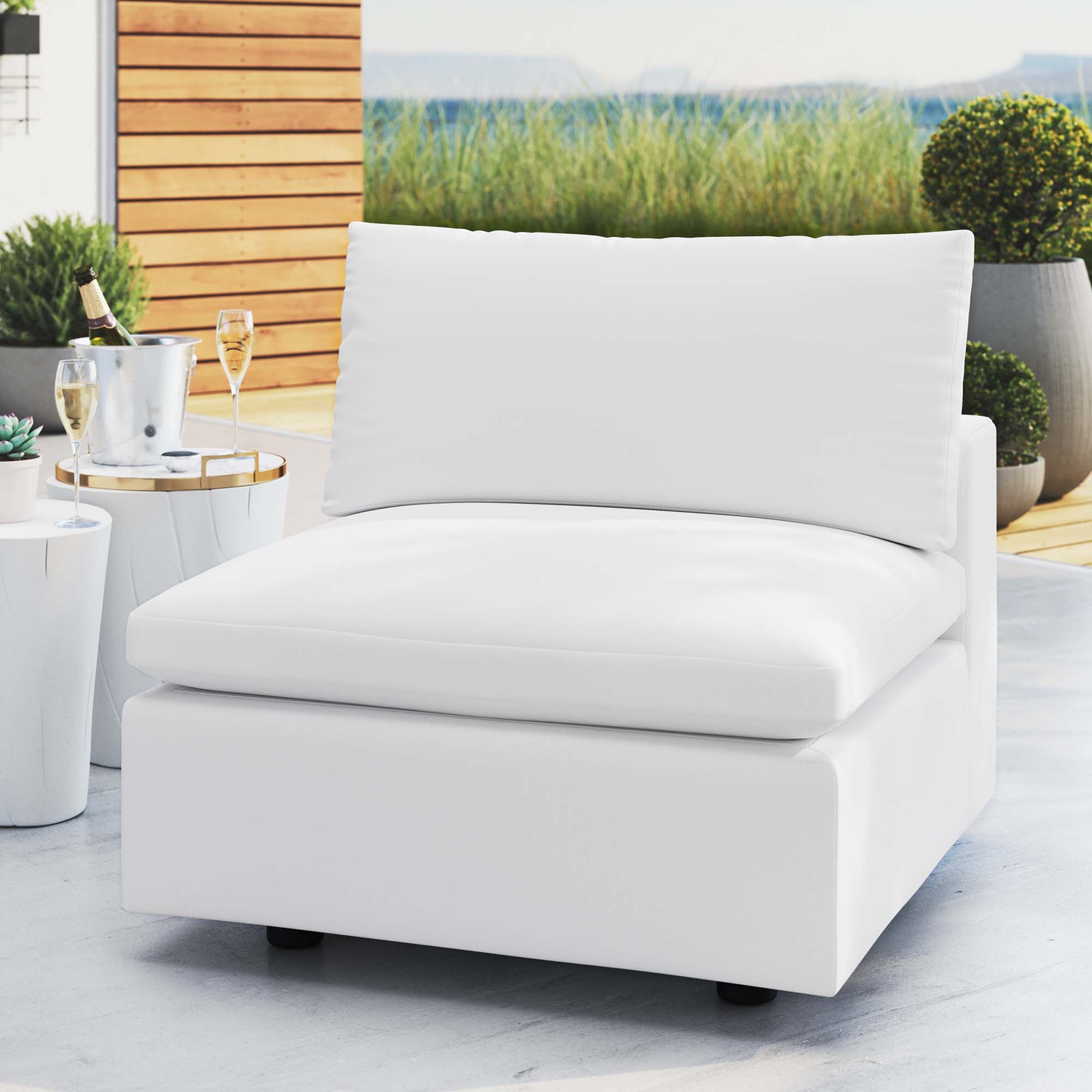 Commix Sunbrella® Outdoor Patio Armless Chair, White