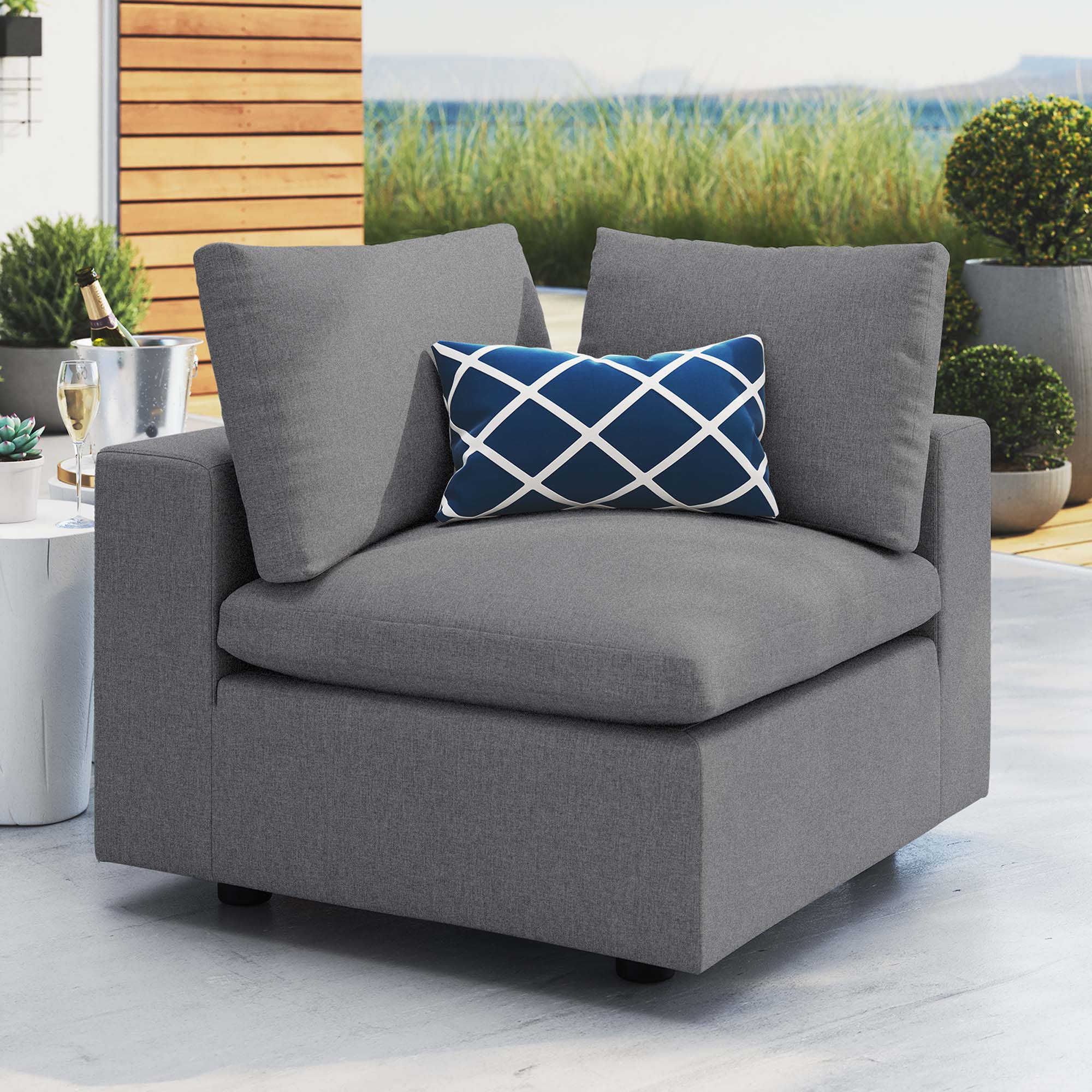 Commix Sunbrella® Outdoor Patio Corner Chair, Gray