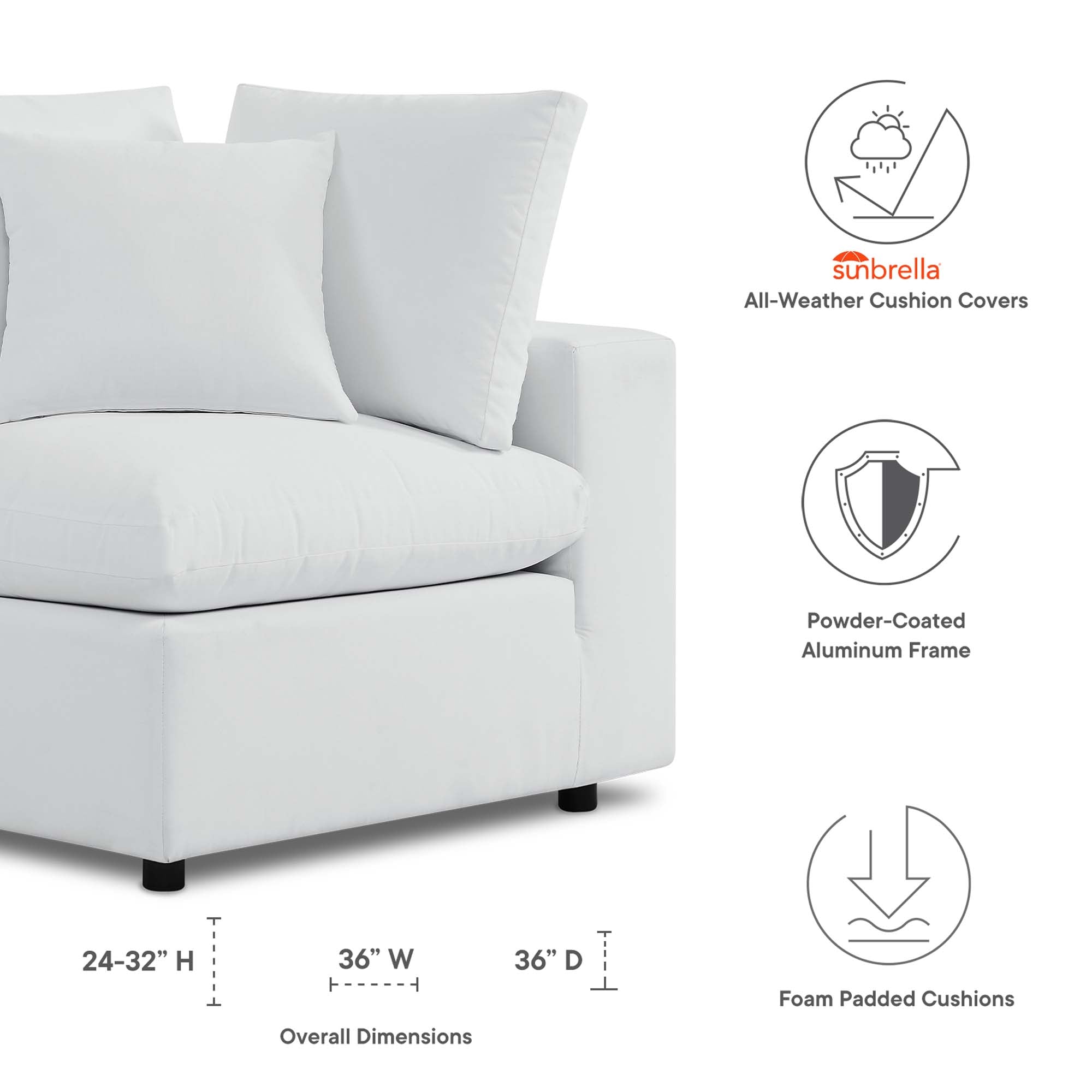 Commix Sunbrella® Outdoor Patio Corner Chair, White