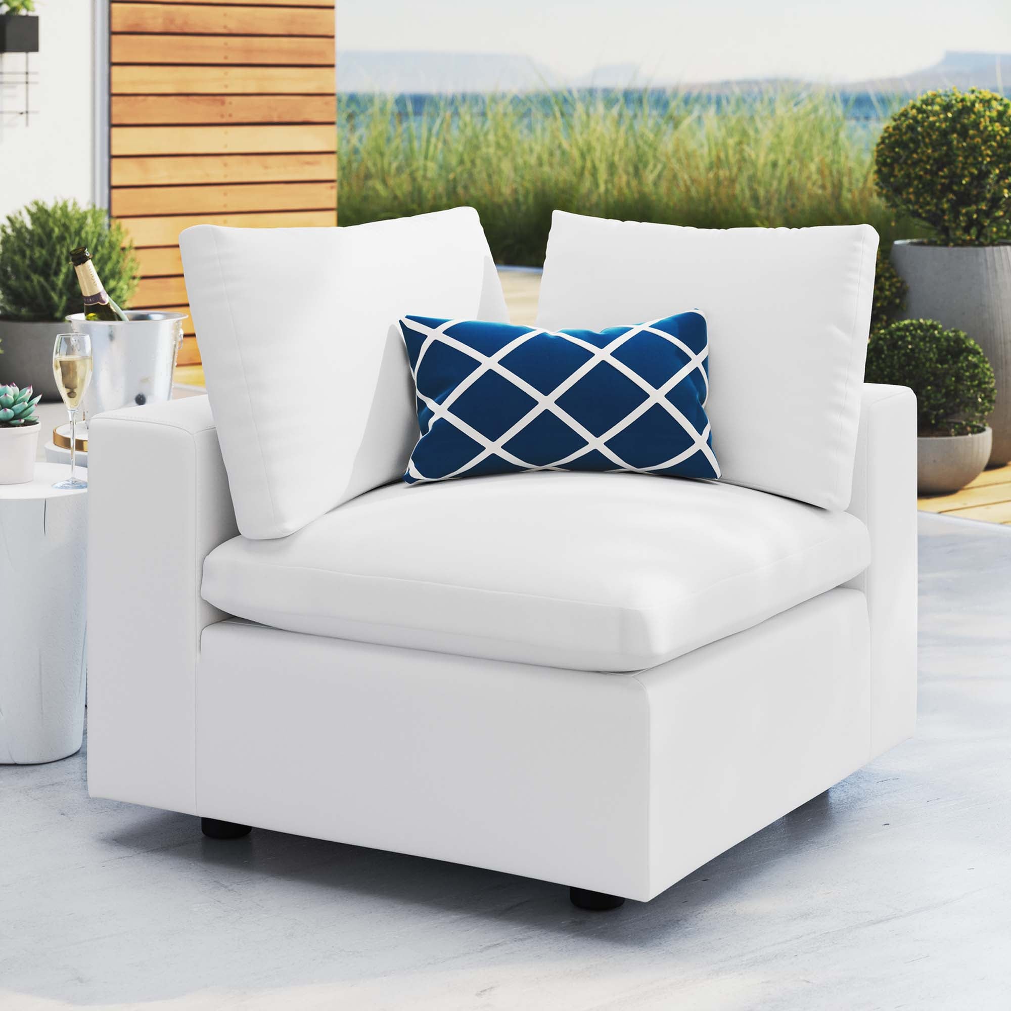 Commix Sunbrella® Outdoor Patio Corner Chair, White