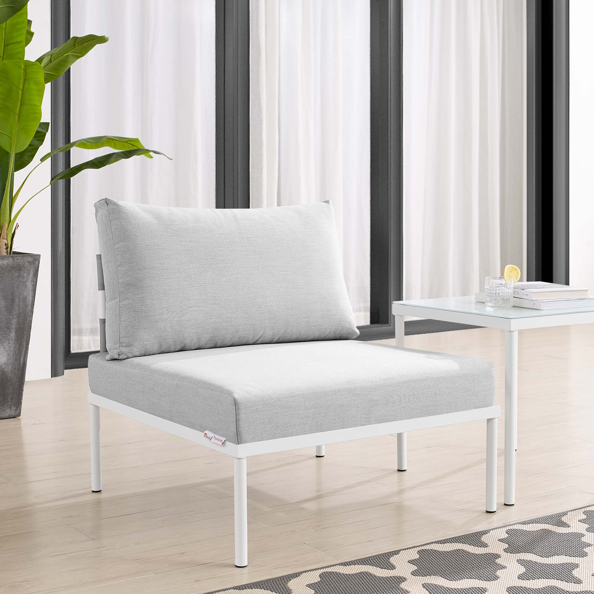 Harmony Sunbrella® Outdoor Patio Aluminum Armless Chair, Gray Gray