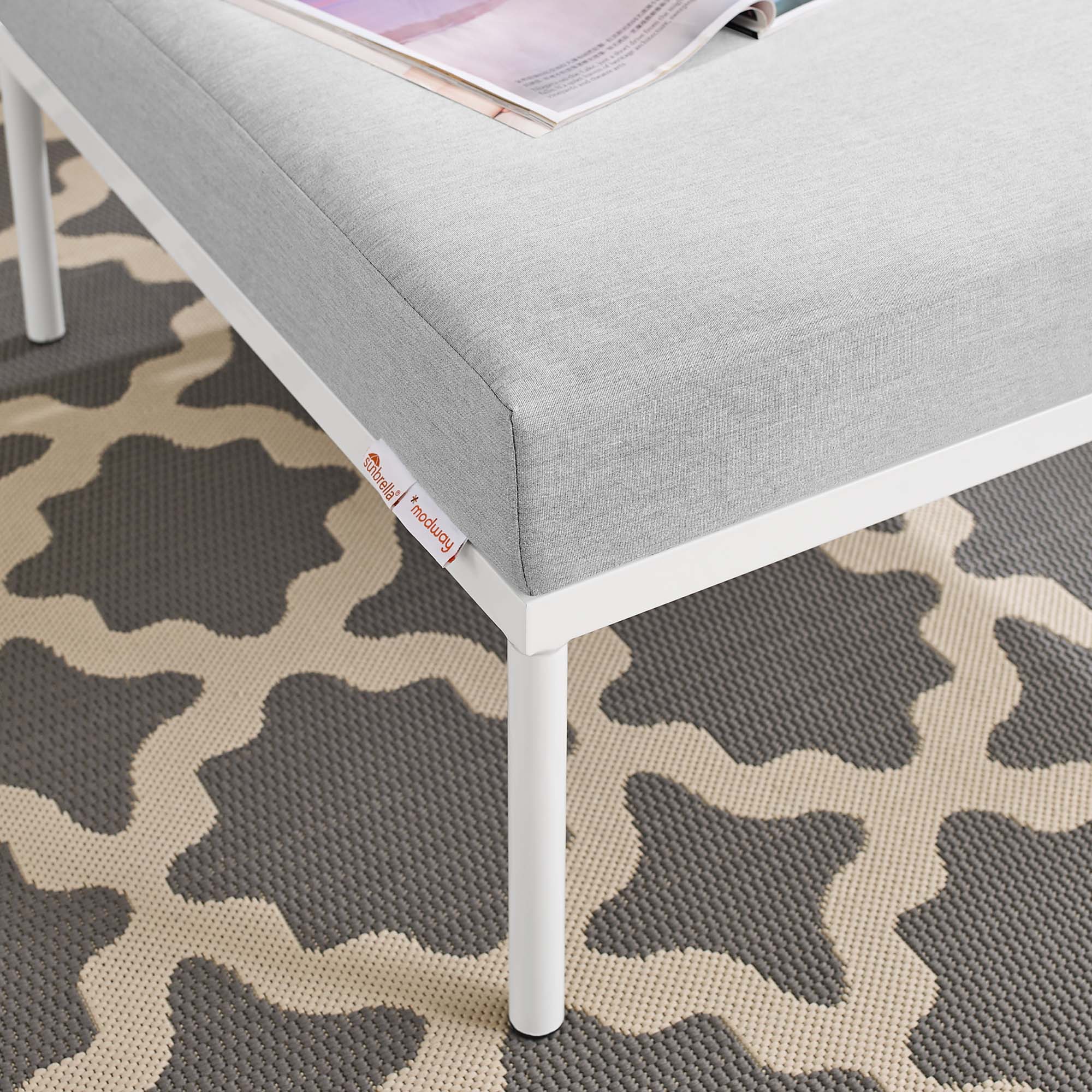 Harmony Sunbrella® Outdoor Patio Aluminum Ottoman, Gray