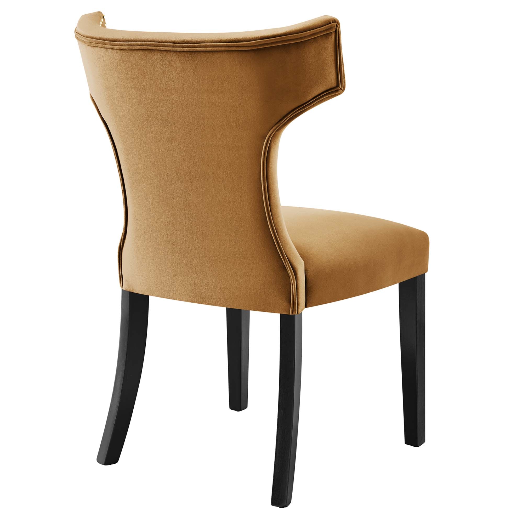 Curve Performance Velvet Dining Chairs Set of 2, Cognac