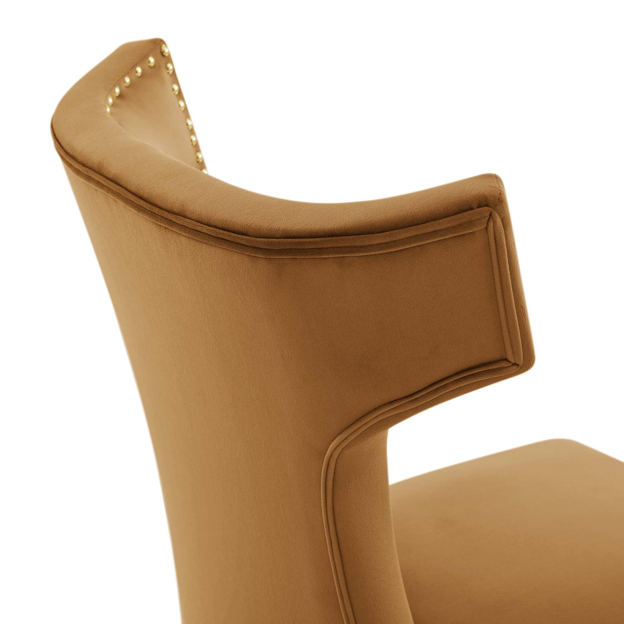 Curve Performance Velvet Dining Chairs Set of 2, Cognac