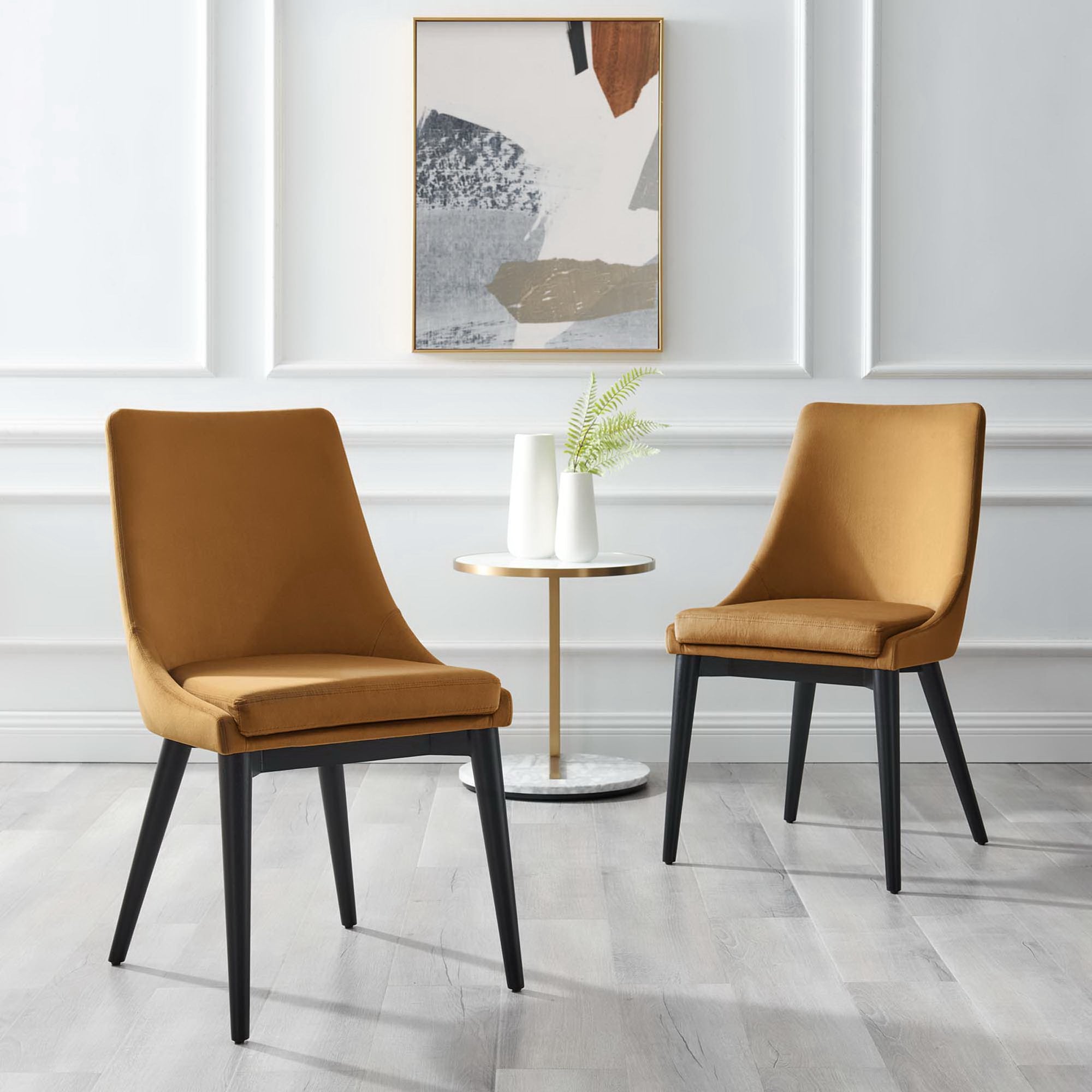 Viscount Performance Velvet Dining Chair, Cognac