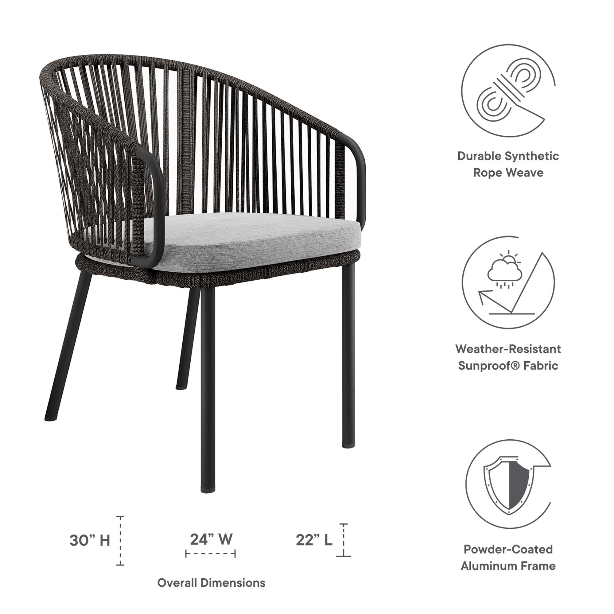 Harbor Outdoor Patio Armchair, Charcoal Gray
