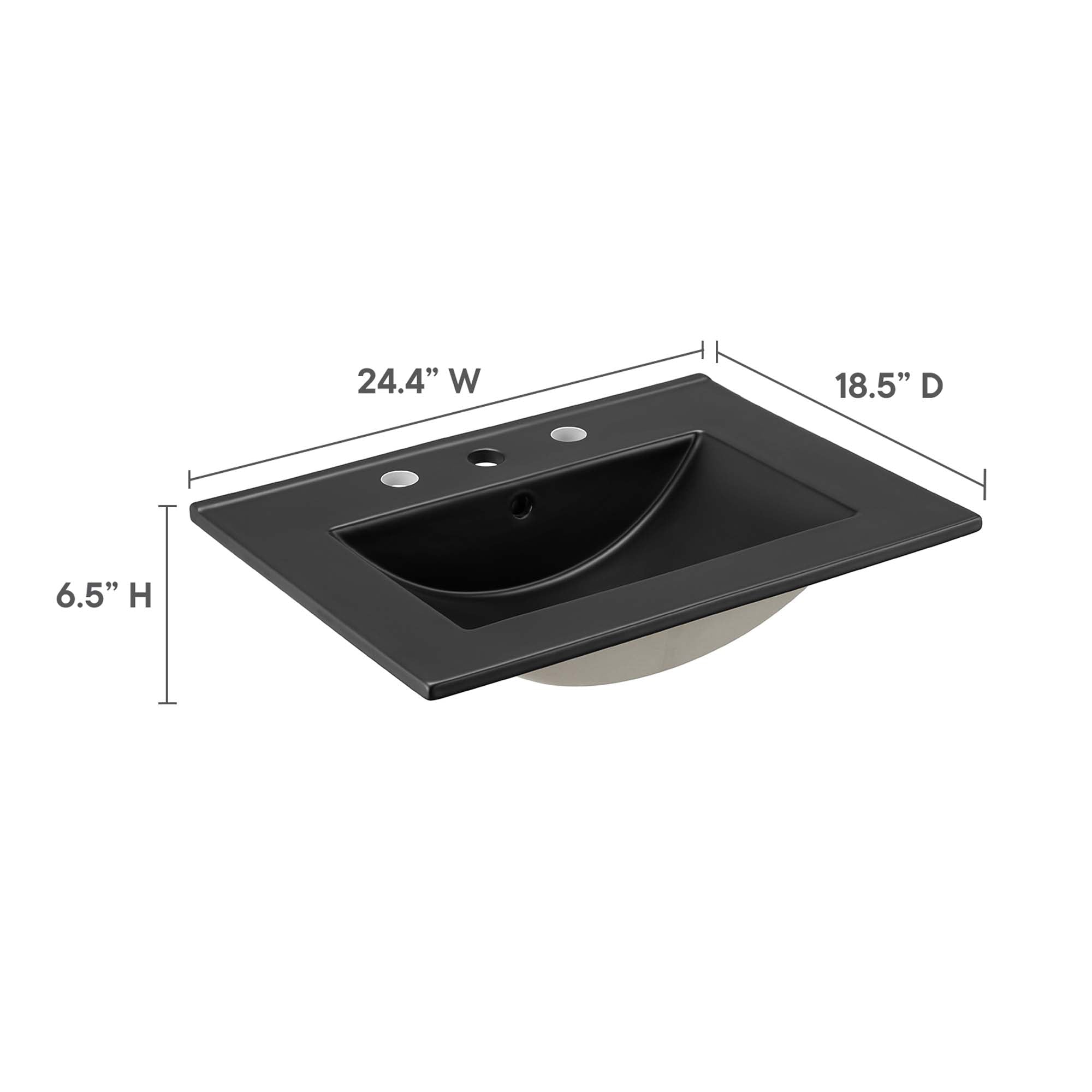 Cayman 24" Bathroom Sink, Black