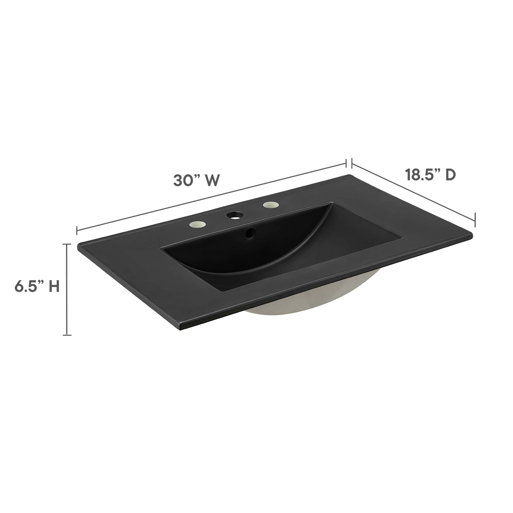 Cayman 30" Bathroom Sink, Black