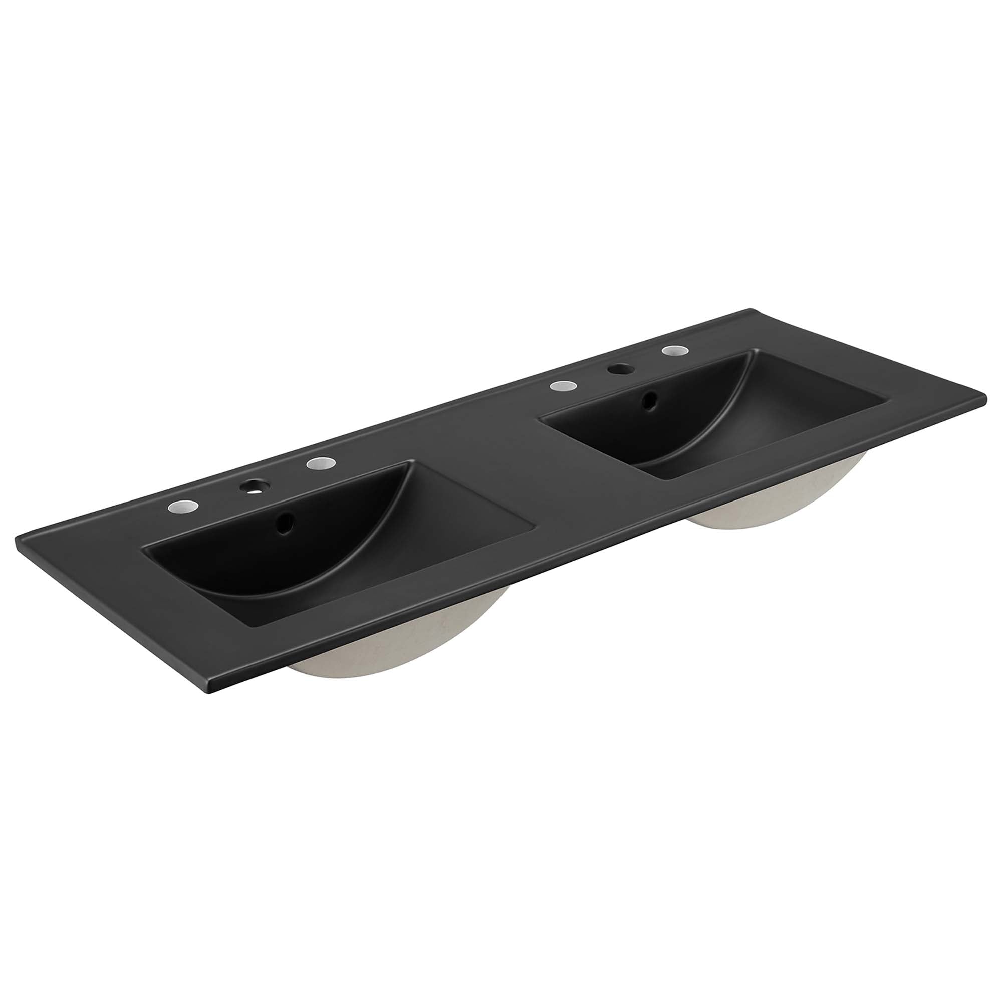 Isle 48" Double Bathroom Vanity Cabinet, White Black