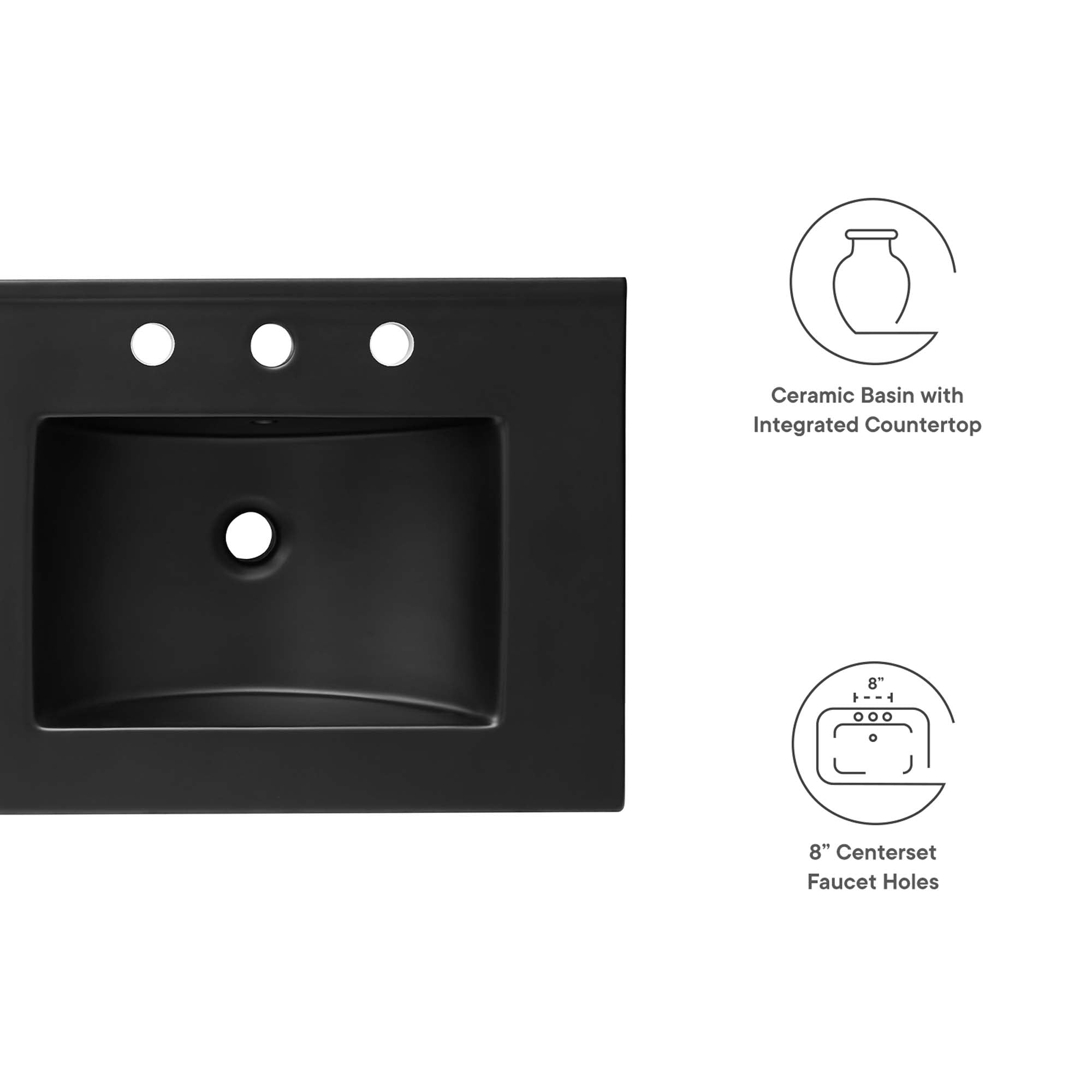 Cayman 48" Double Basin Bathroom Sink, Black
