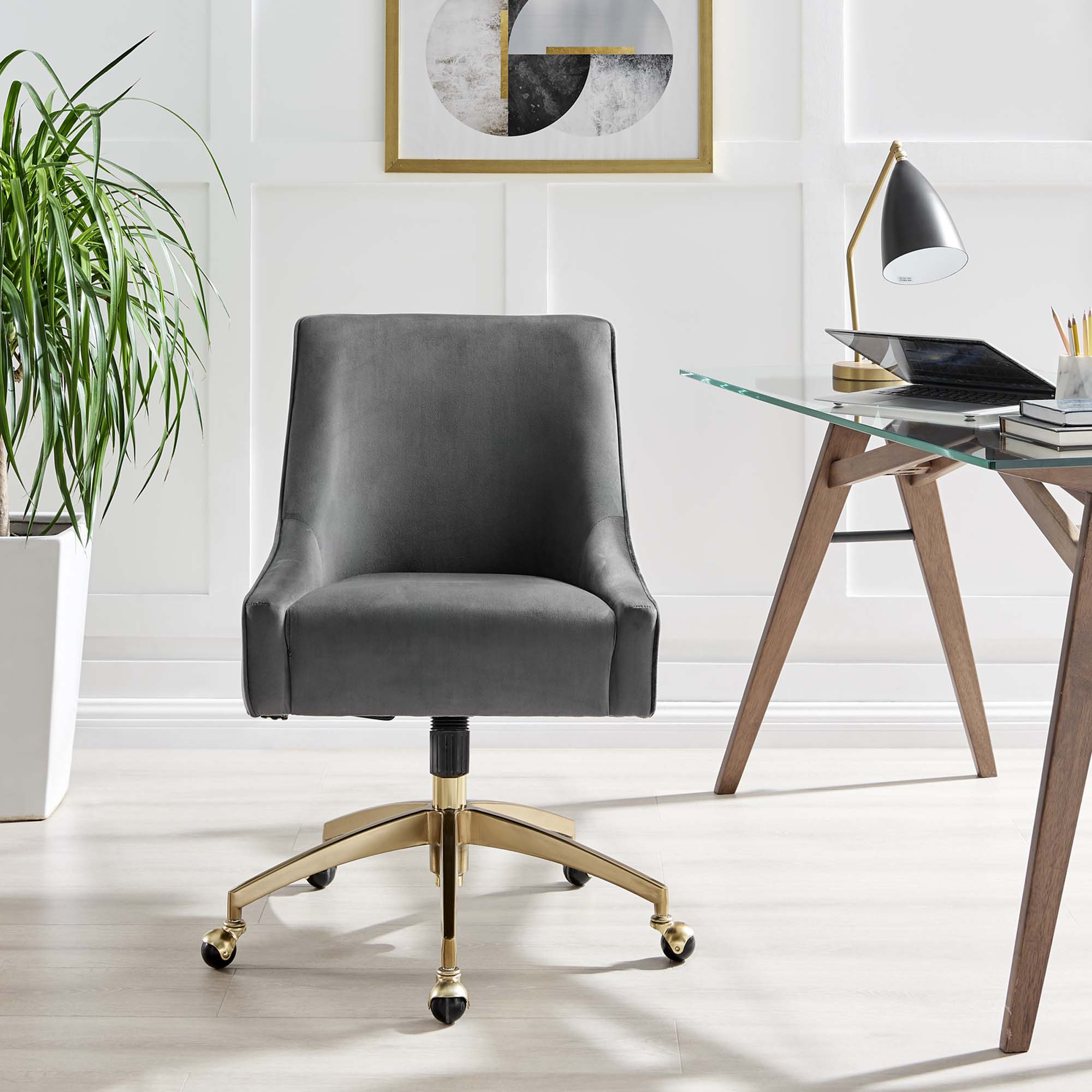 Discern Performance Velvet Office Chair, Gray
